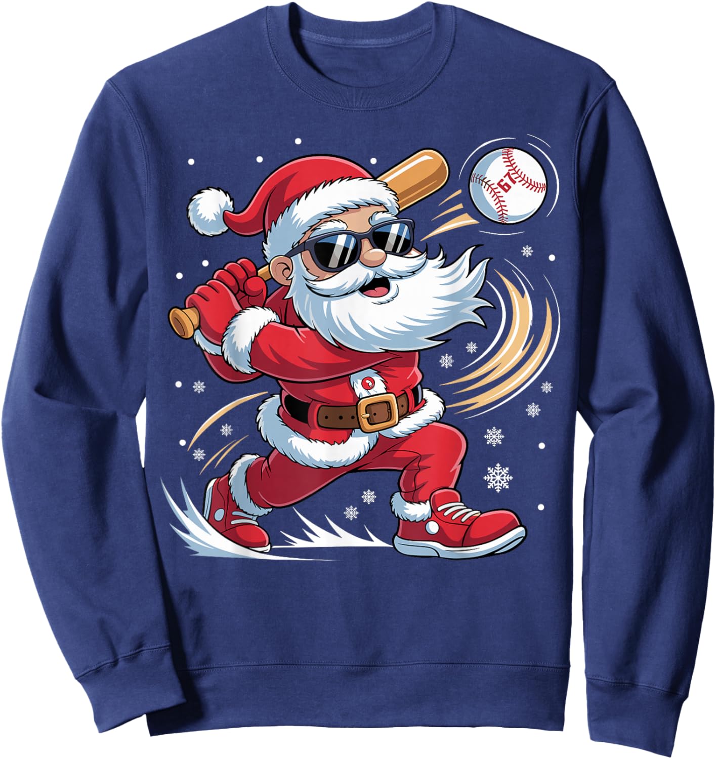 Funny Santa Baseball 67 Meme Christmas Matching Boys Kids Sweatshirt - Sweatshirt | Navy