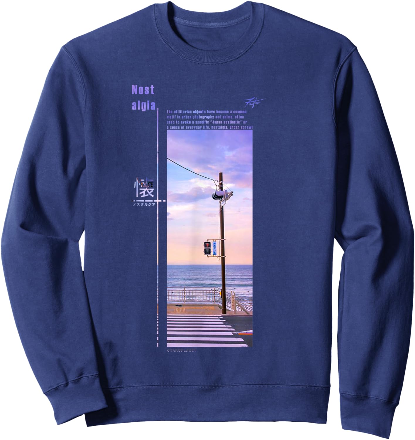 Nostalgic Tokyo Streetwear in Japanese Retro Vibes Vaporwave Sweatshirt - Sweatshirt | Navy