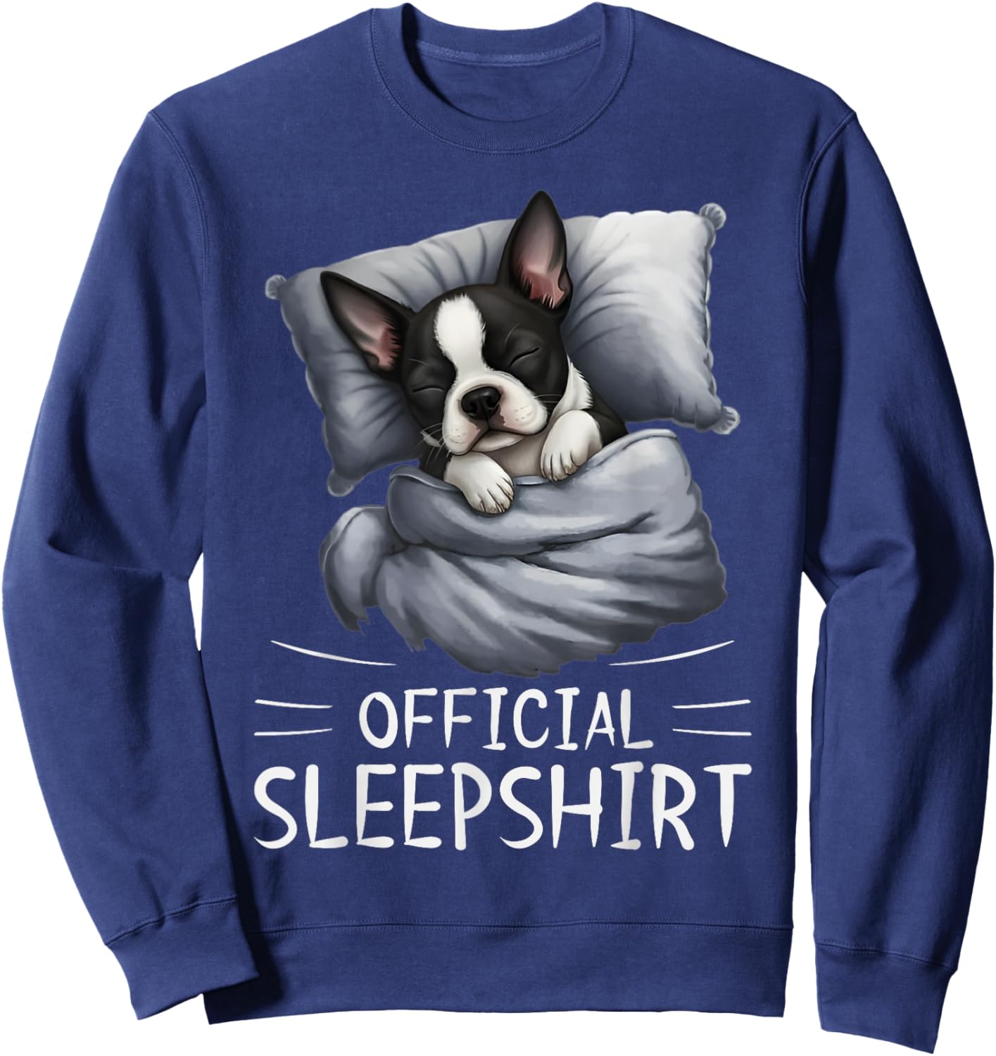 Boston Terrier Dog Official Sleepshirt Pajamas Nightgown Sweatshirt - Sweatshirt | Navy