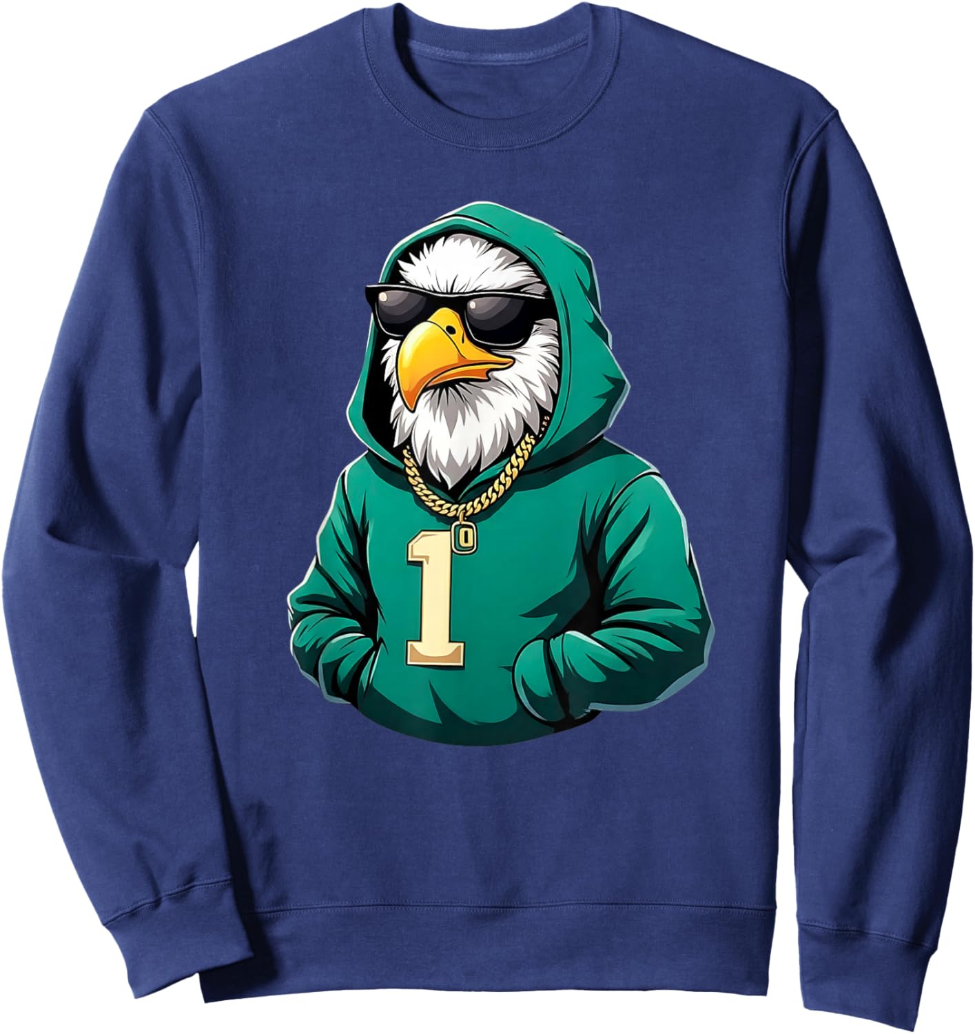 Vintage Eagle with Sunglasses Streetwear Graphic Sweatshirt - Sweatshirt | Navy
