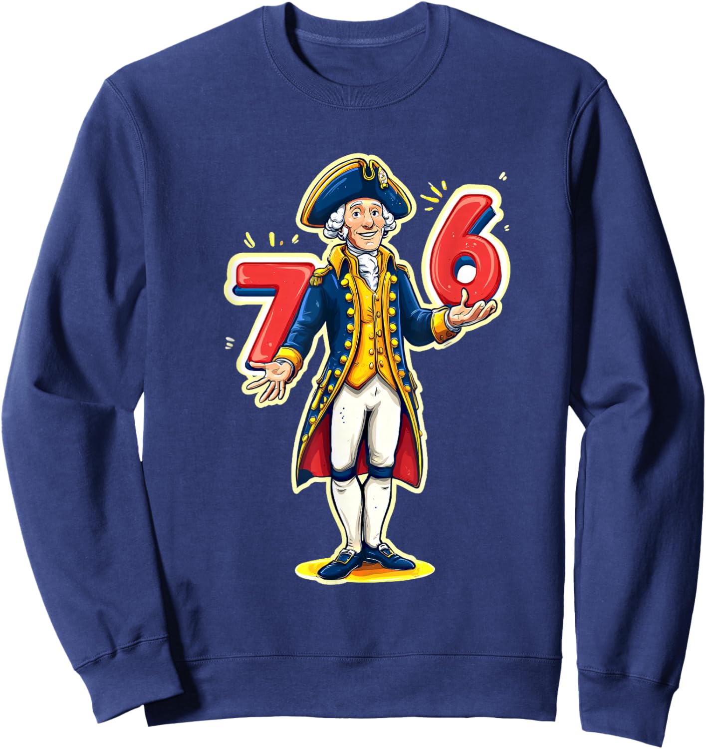 6-7 7-6 Funny George Washington Six Seven Meme Sweatshirt - Sweatshirt | Navy