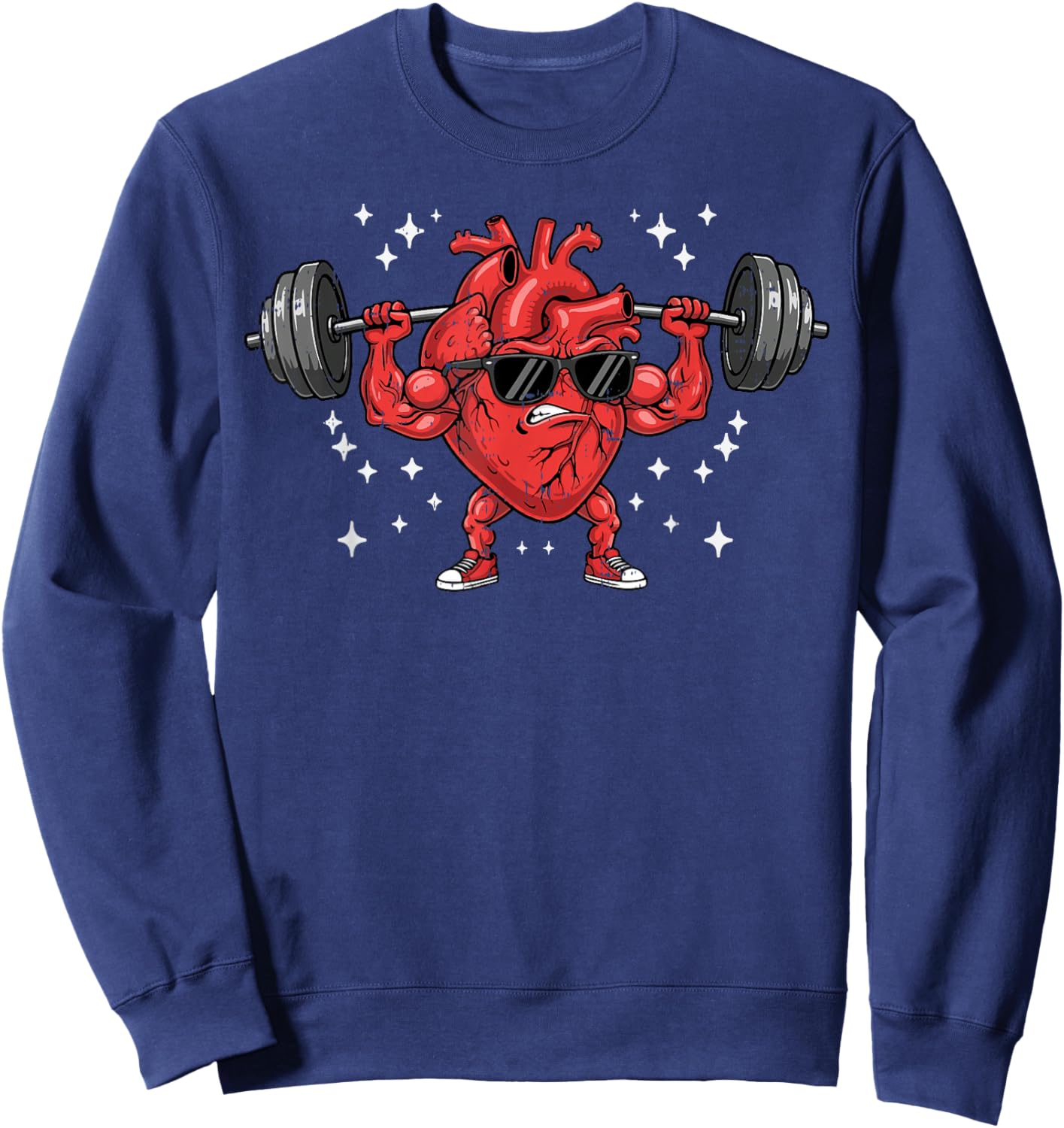 Valentines Day Workout Buff Heart Barbel Gym Men Women Kids Sweatshirt - Sweatshirt | Navy