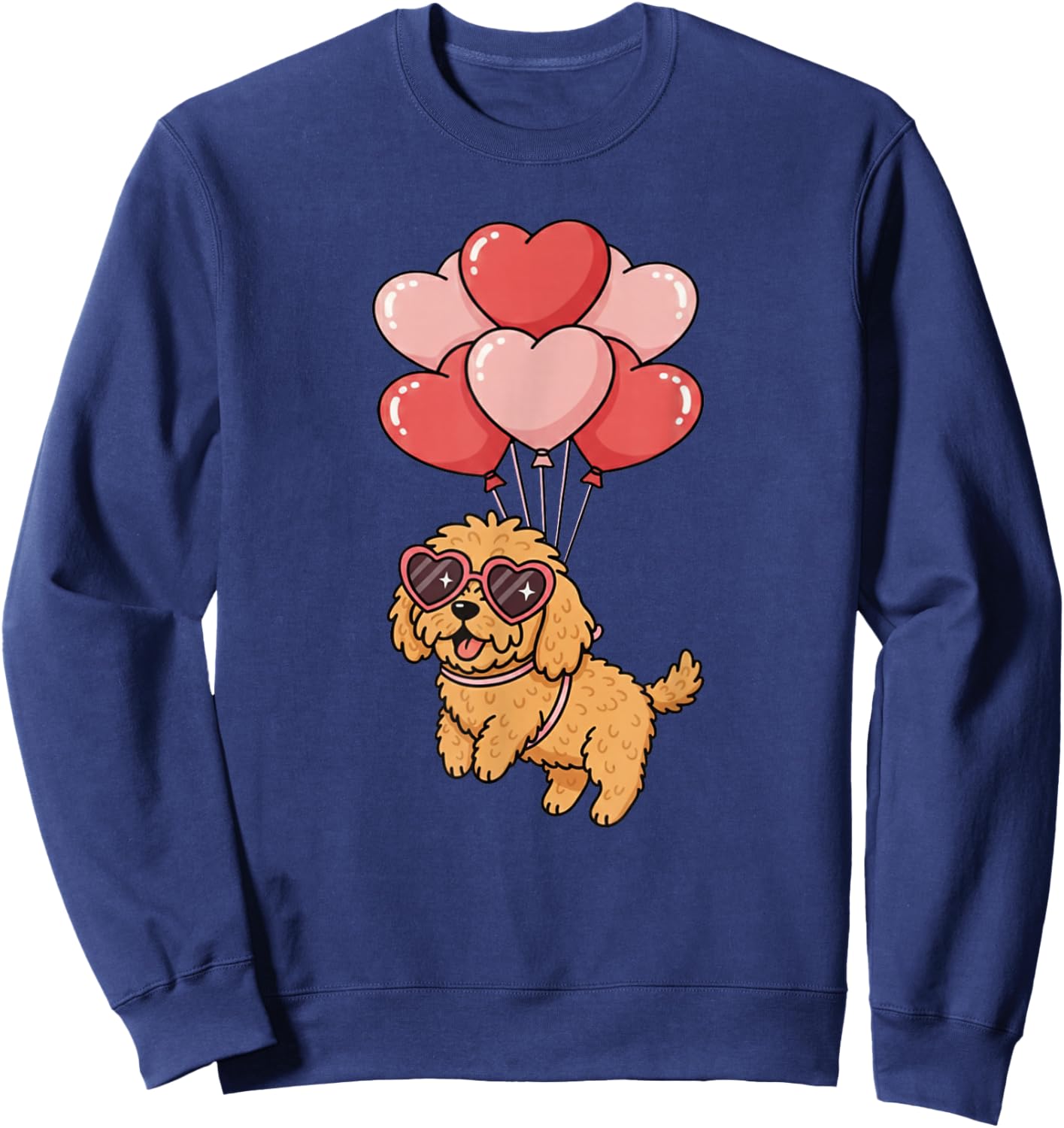 Funny Valentines Day Heart Balloons Goldendoodle Dog Lover Sweatshirt - Sweatshirt | Navy