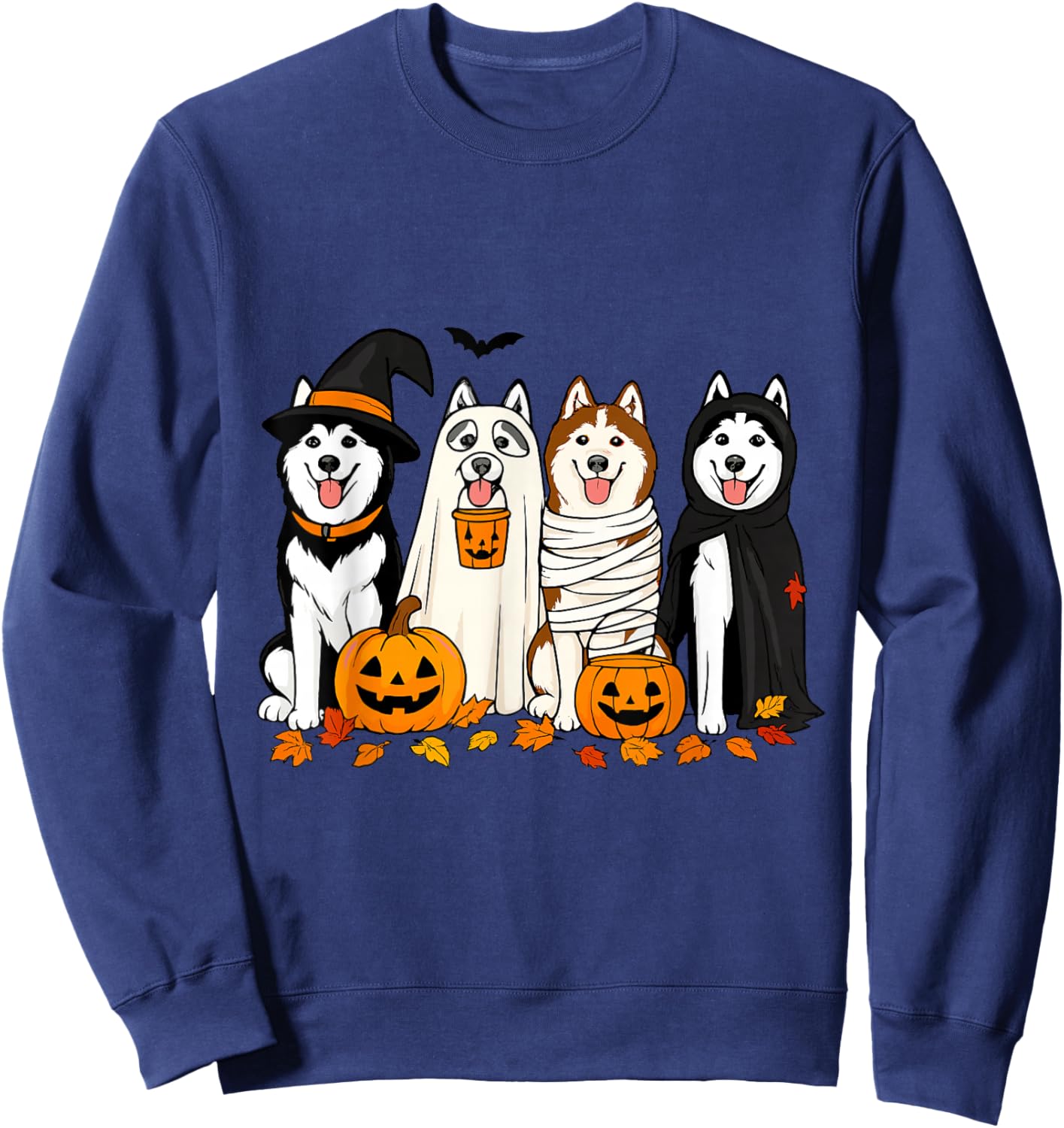 Funny Husky Ghost Dogs Halloween Dog Spooky Sweatshirt - Sweatshirt | Navy