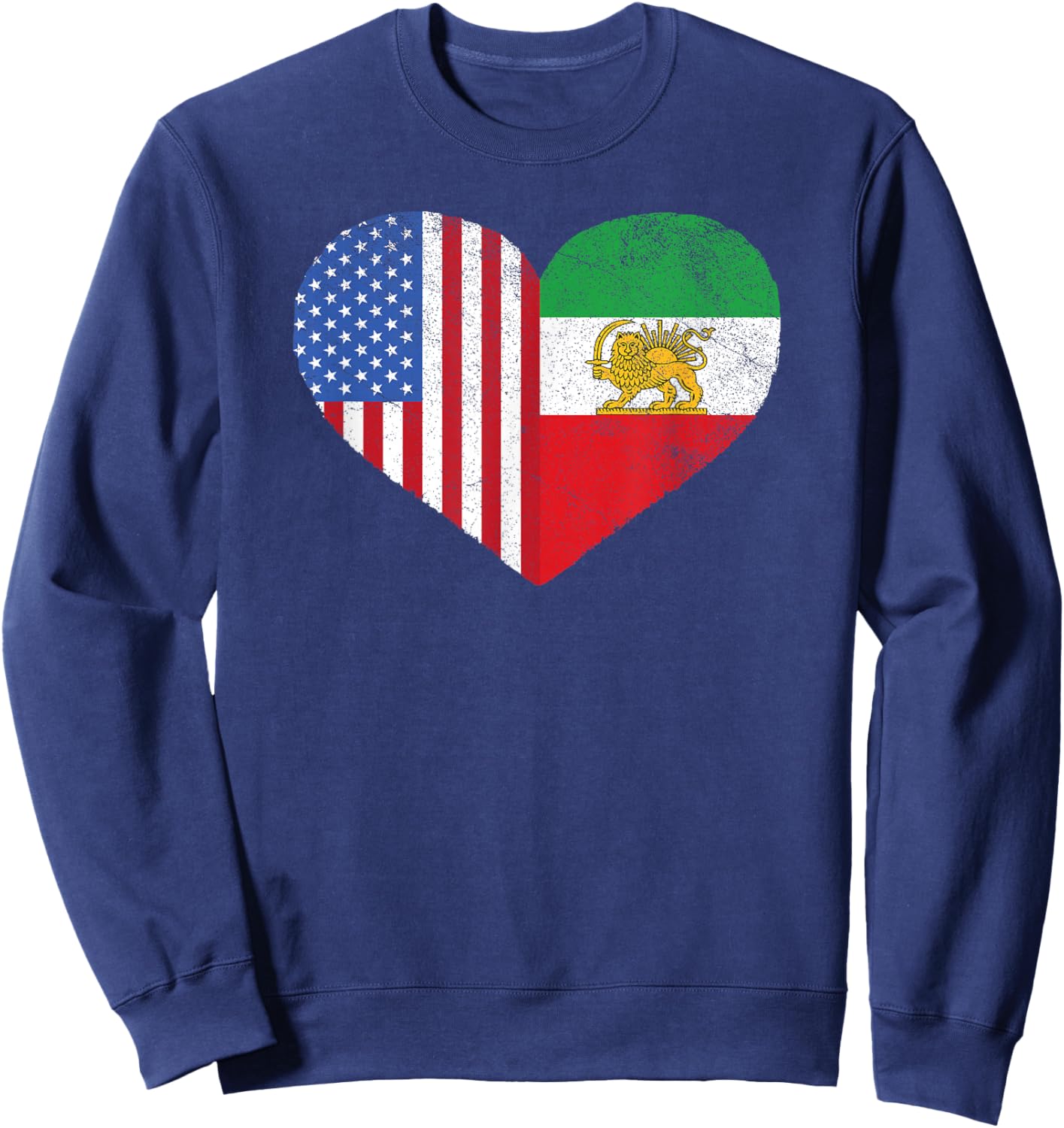 Persian American Flag Heart Persia USA Sweatshirt - Sweatshirt | Navy