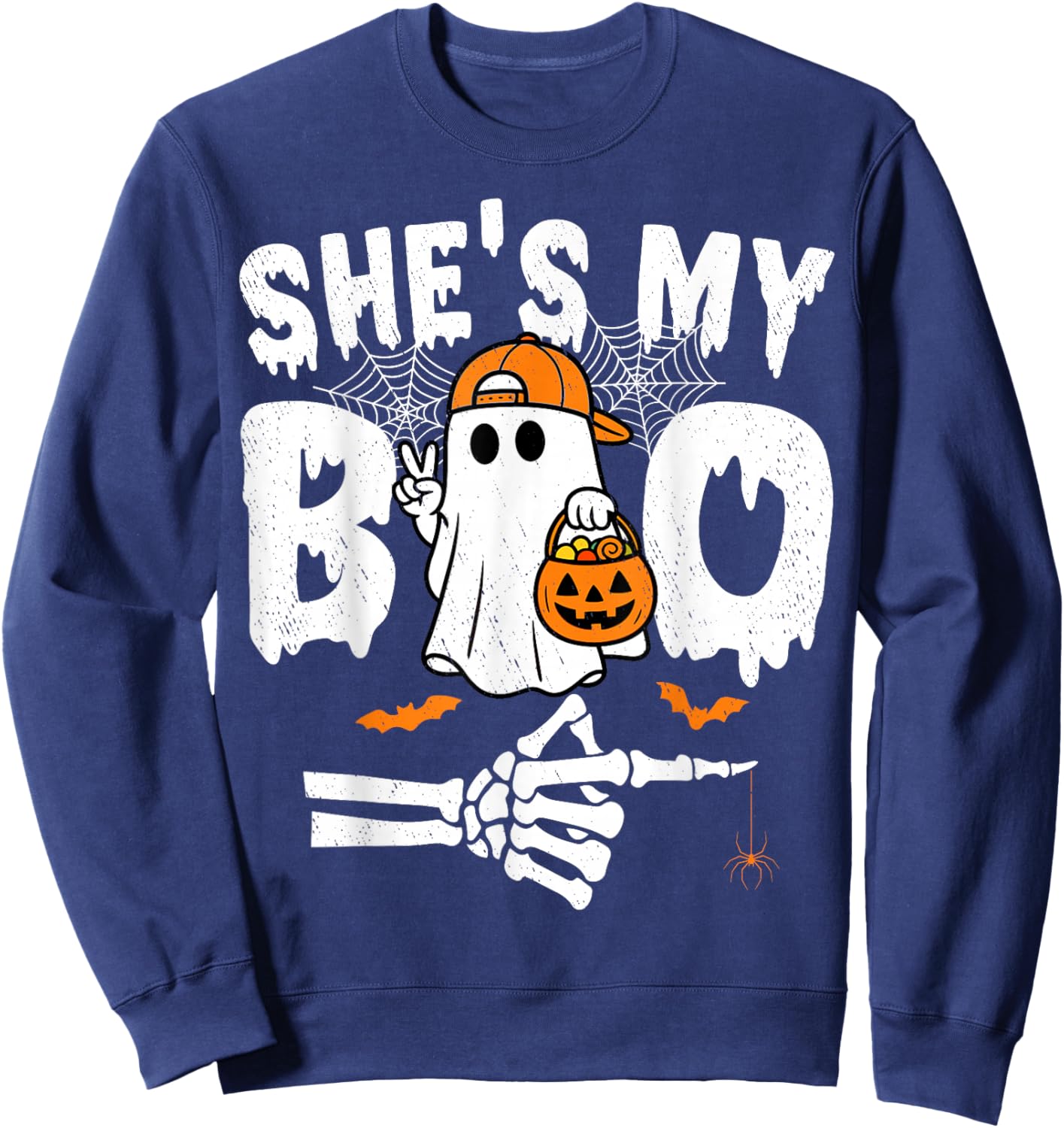 He's My Boo Matching Couple Halloween Couples She's My Boo Sweatshirt - Sweatshirt | Navy
