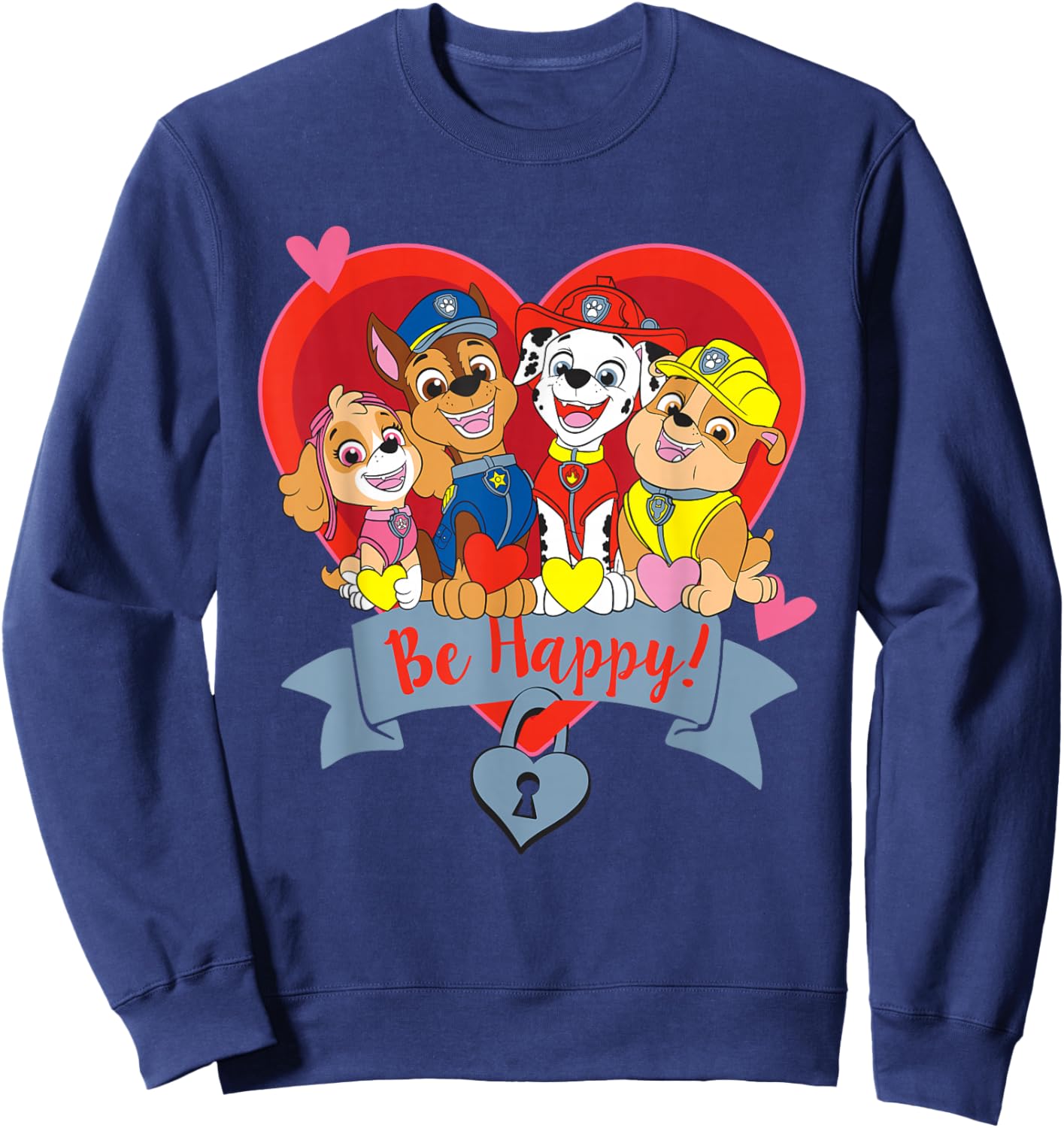 Paw Patrol Valentine's Day Be Happy Heart Group Sweatshirt - Sweatshirt | Navy