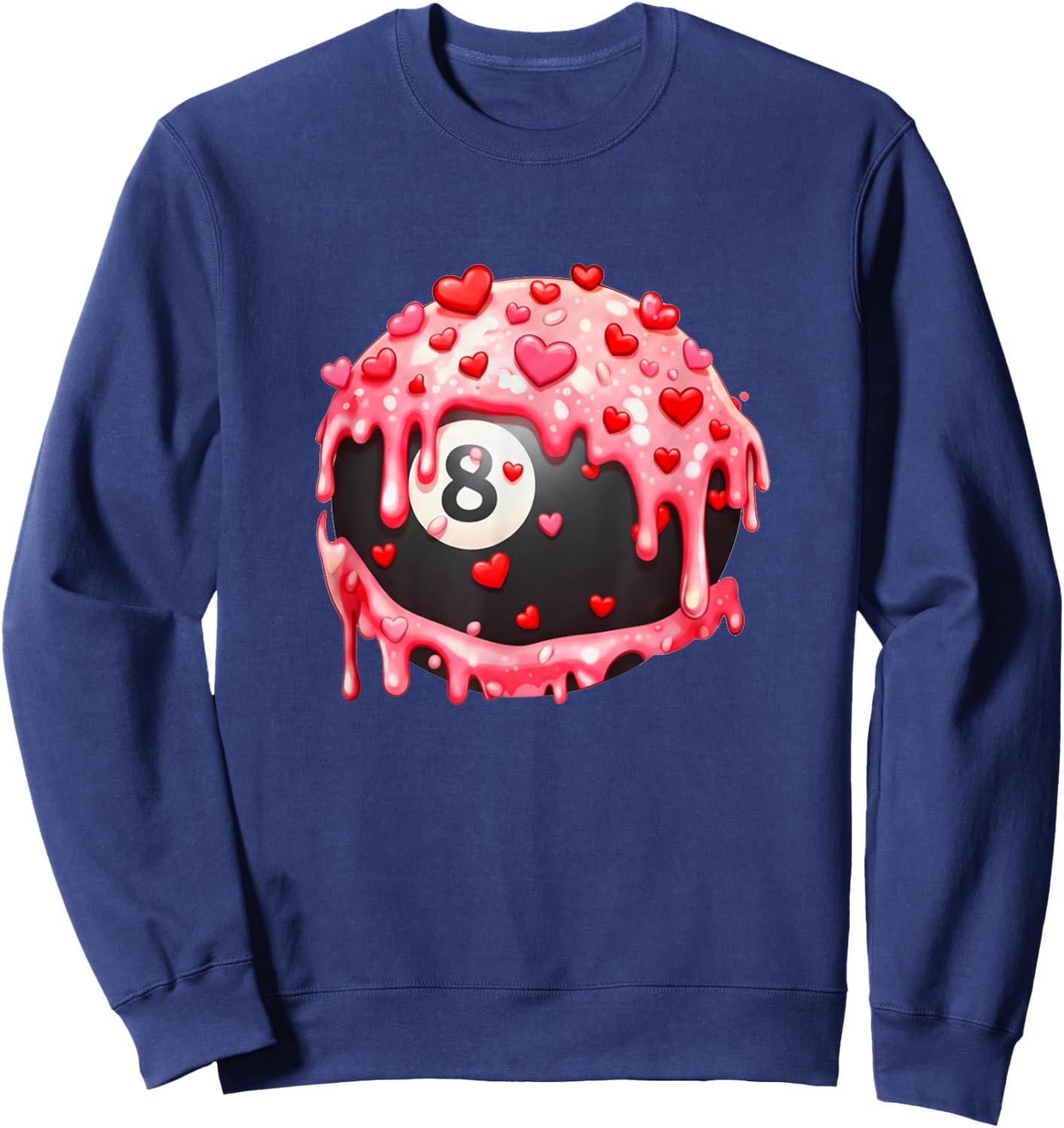 Billiards Valentines Day Ice Cream Drip Heart Boys Girls Sweatshirt - Sweatshirt | Navy