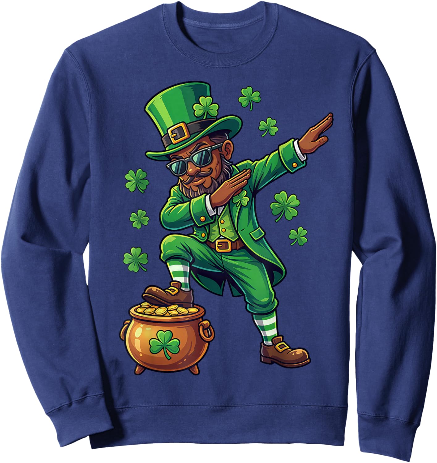 St Patricks Day Dabbing Leprechaun Boys Girls Men Dab Sweatshirt - Sweatshirt | Navy