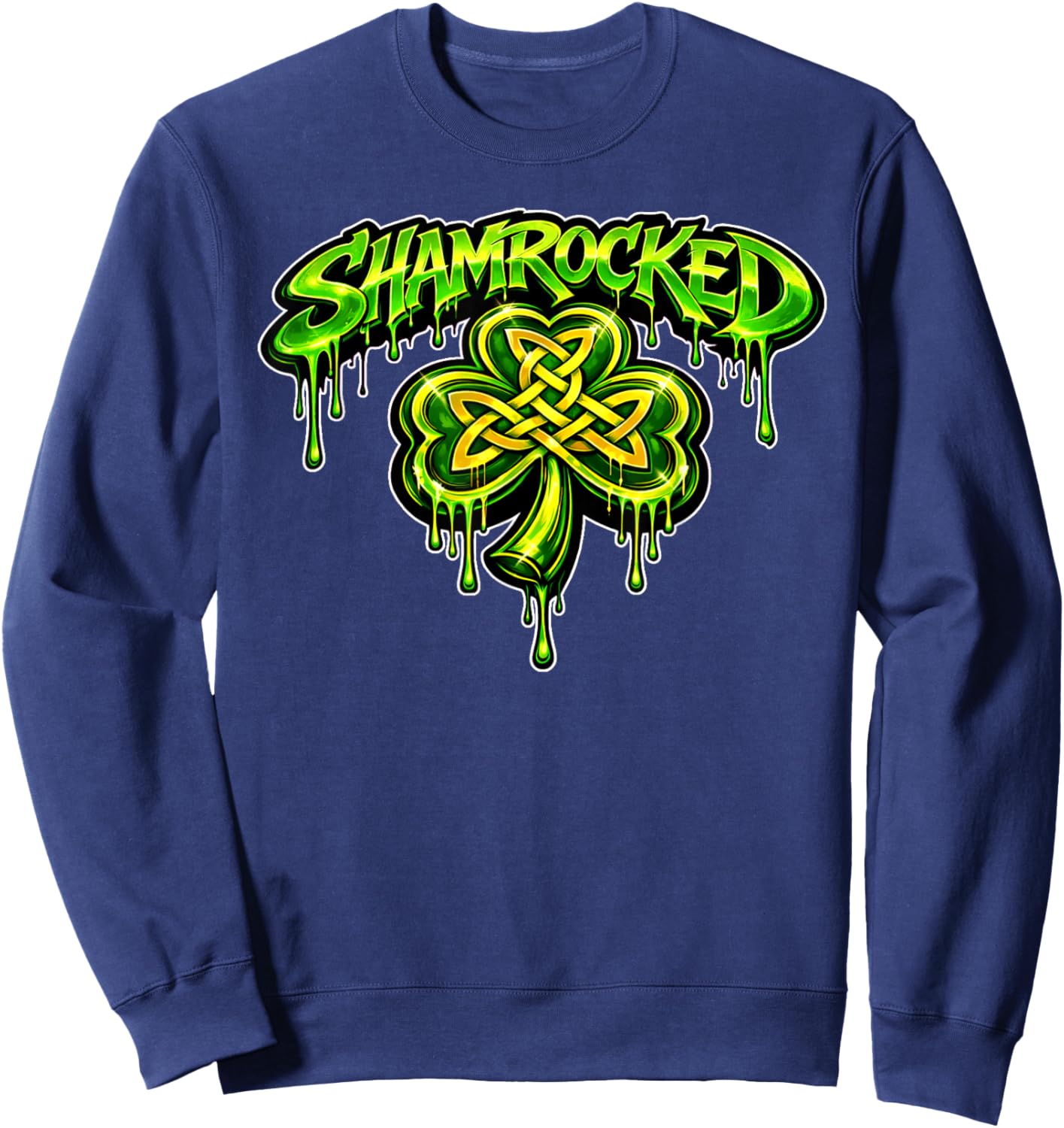 Shamrocked Irish Hockey St. Patrick's Day Design Celtic Sweatshirt - Sweatshirt | Navy