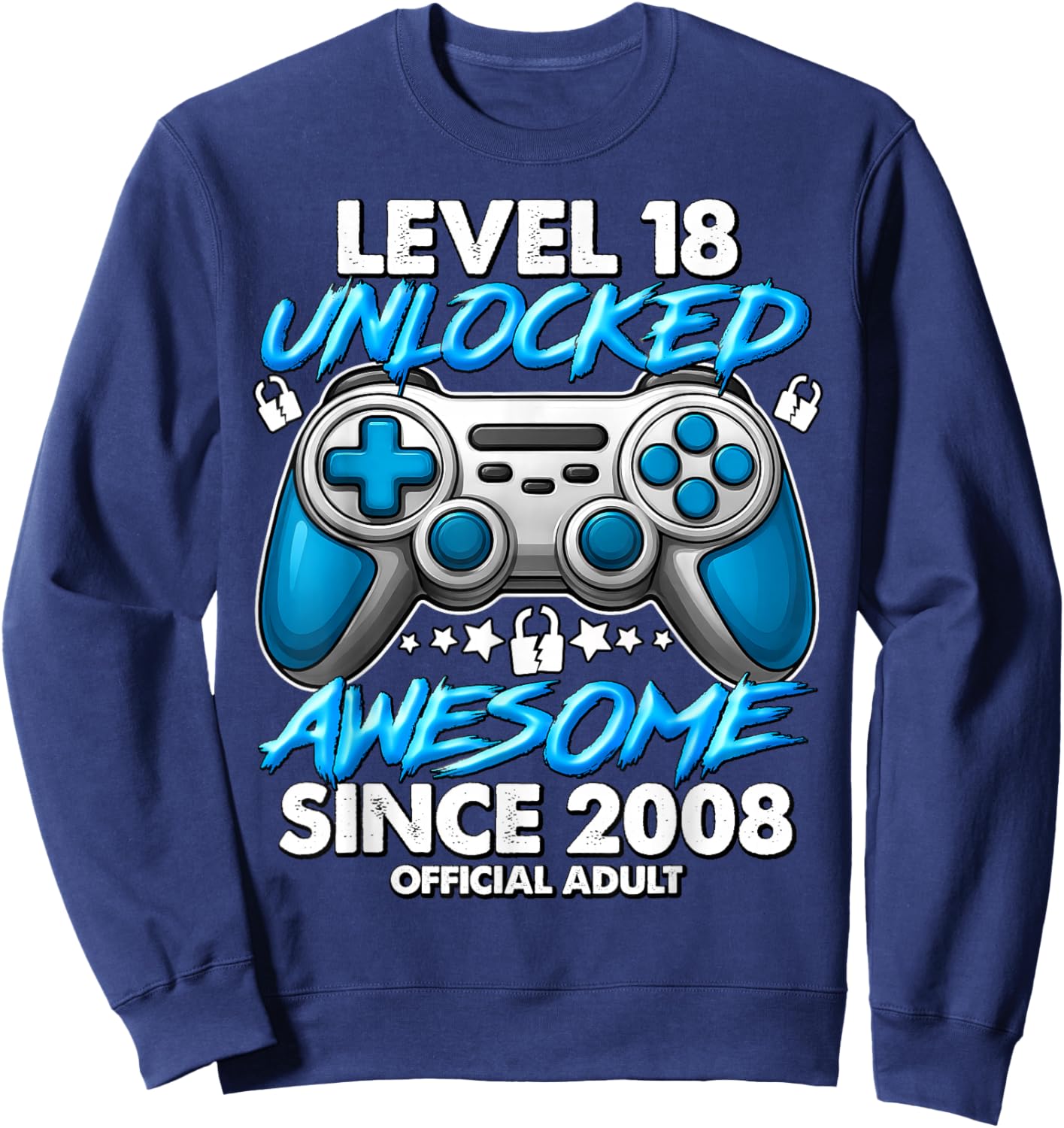 Official Adult Level 18 Unlocked Boys 18th Birthday Boy Sweatshirt - Sweatshirt | Navy