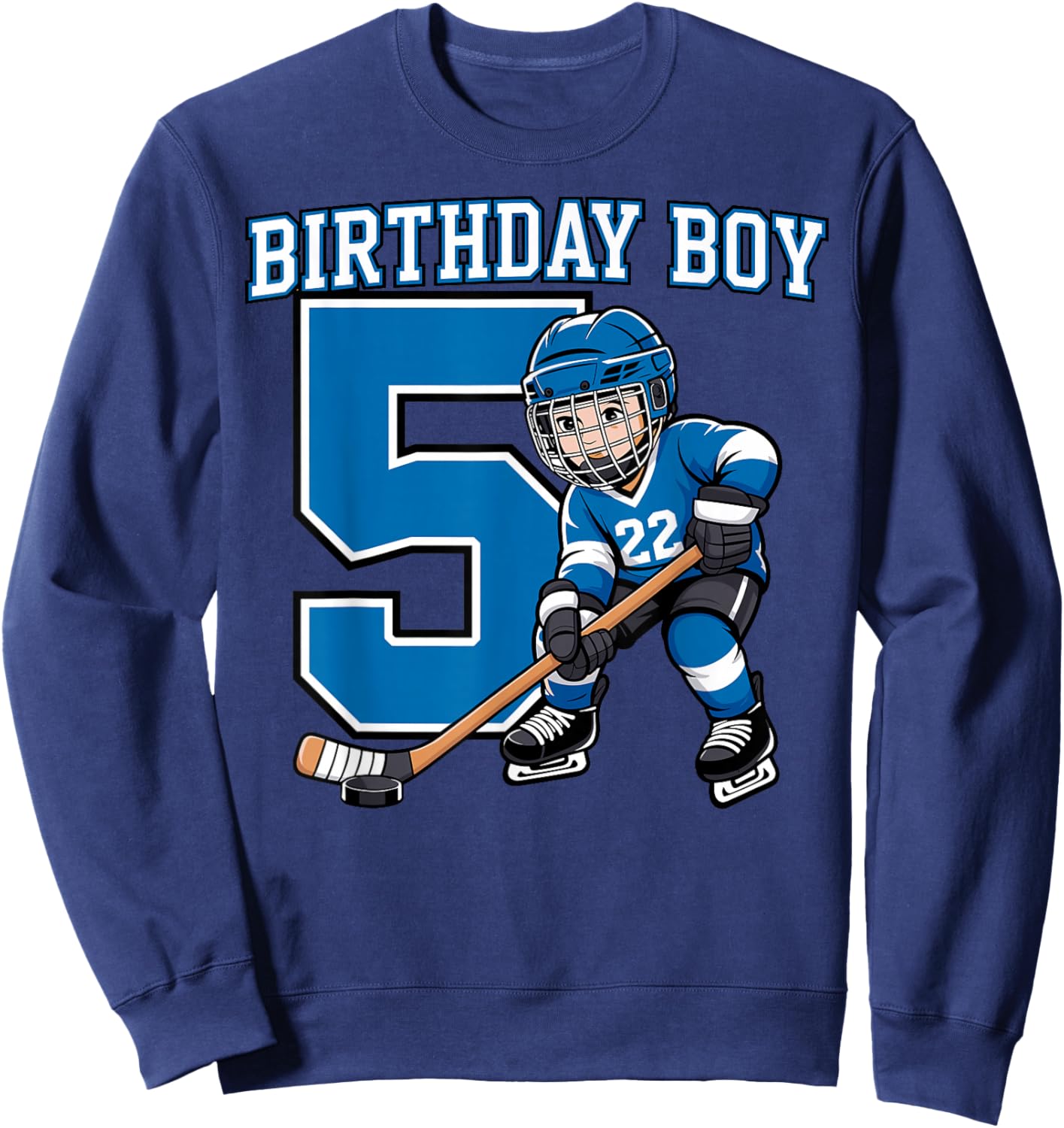 Ice Hockey 5 Years Birthday Boy 5th Bday Kids Hockey Party Sweatshirt - Sweatshirt | Navy