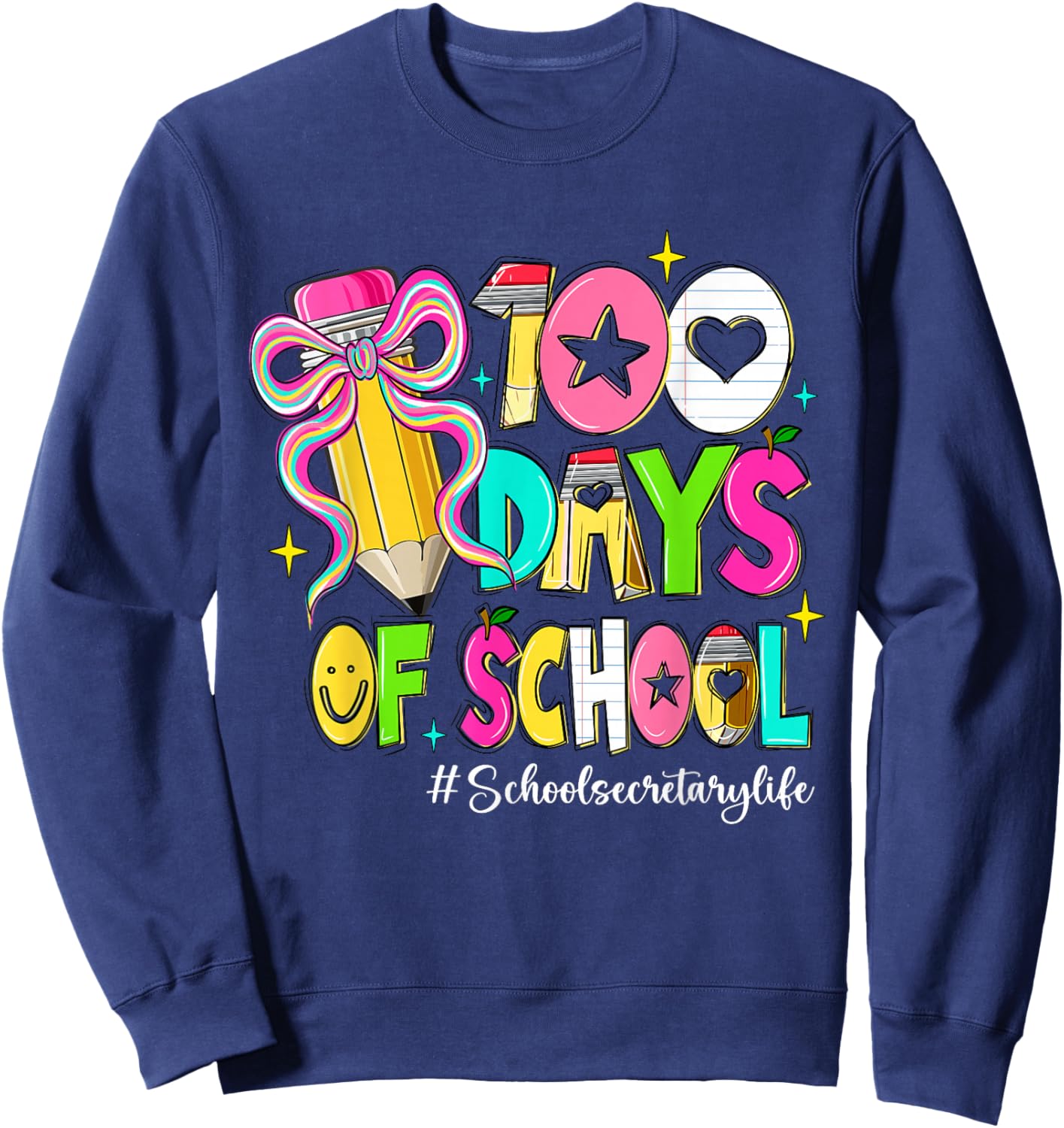 Bow Pencil Cute Sweatshirt - Sweatshirt | Navy
