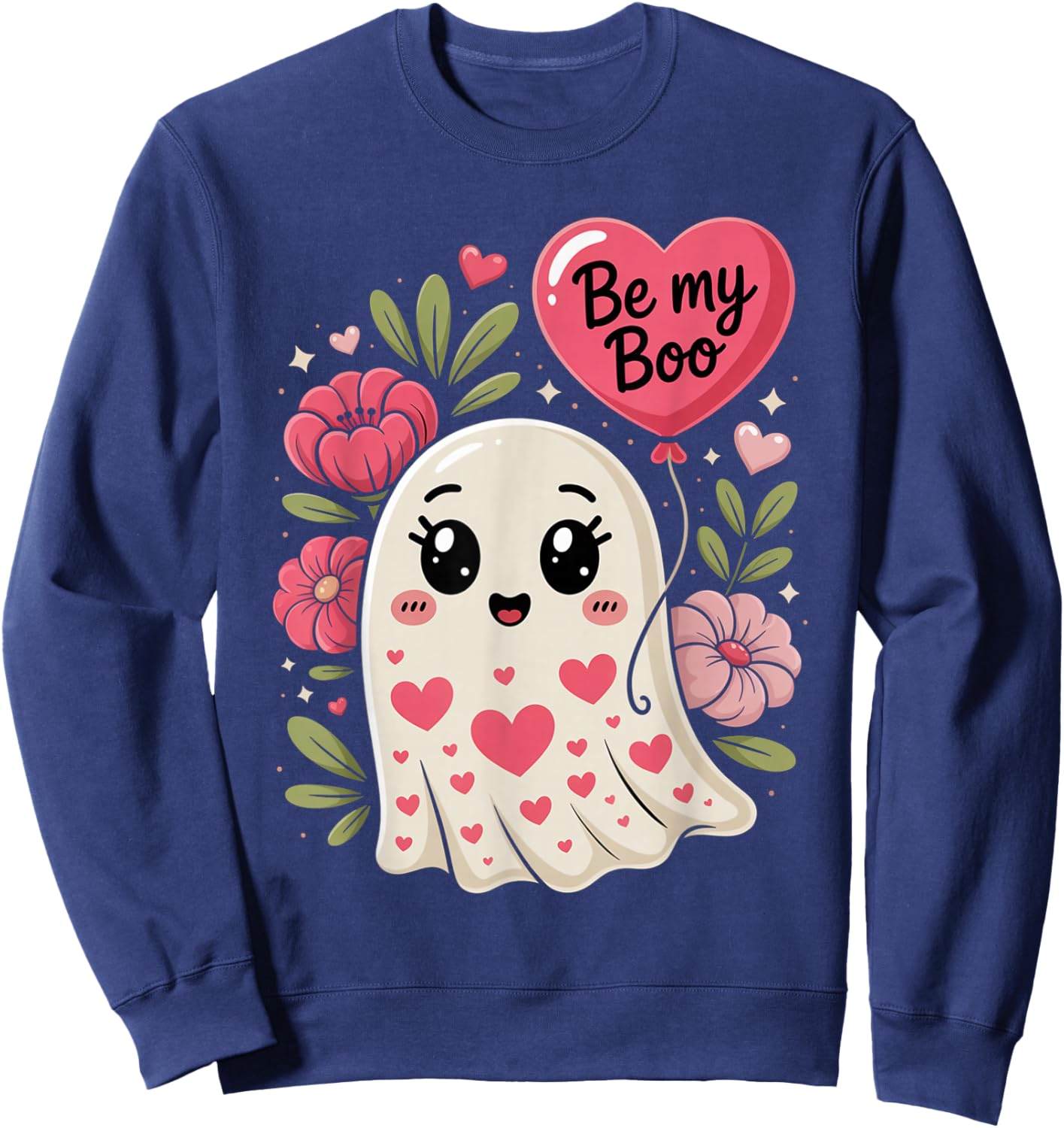 Be My Boo Cute Ghost Valentine´s Day Love Sweatshirt - Sweatshirt | Navy