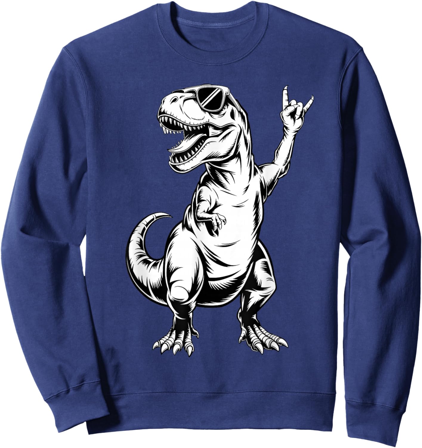 Dino Rock n Roll Rock Music Rock Dinosaur Men Women Kids Sweatshirt - Sweatshirt | Navy