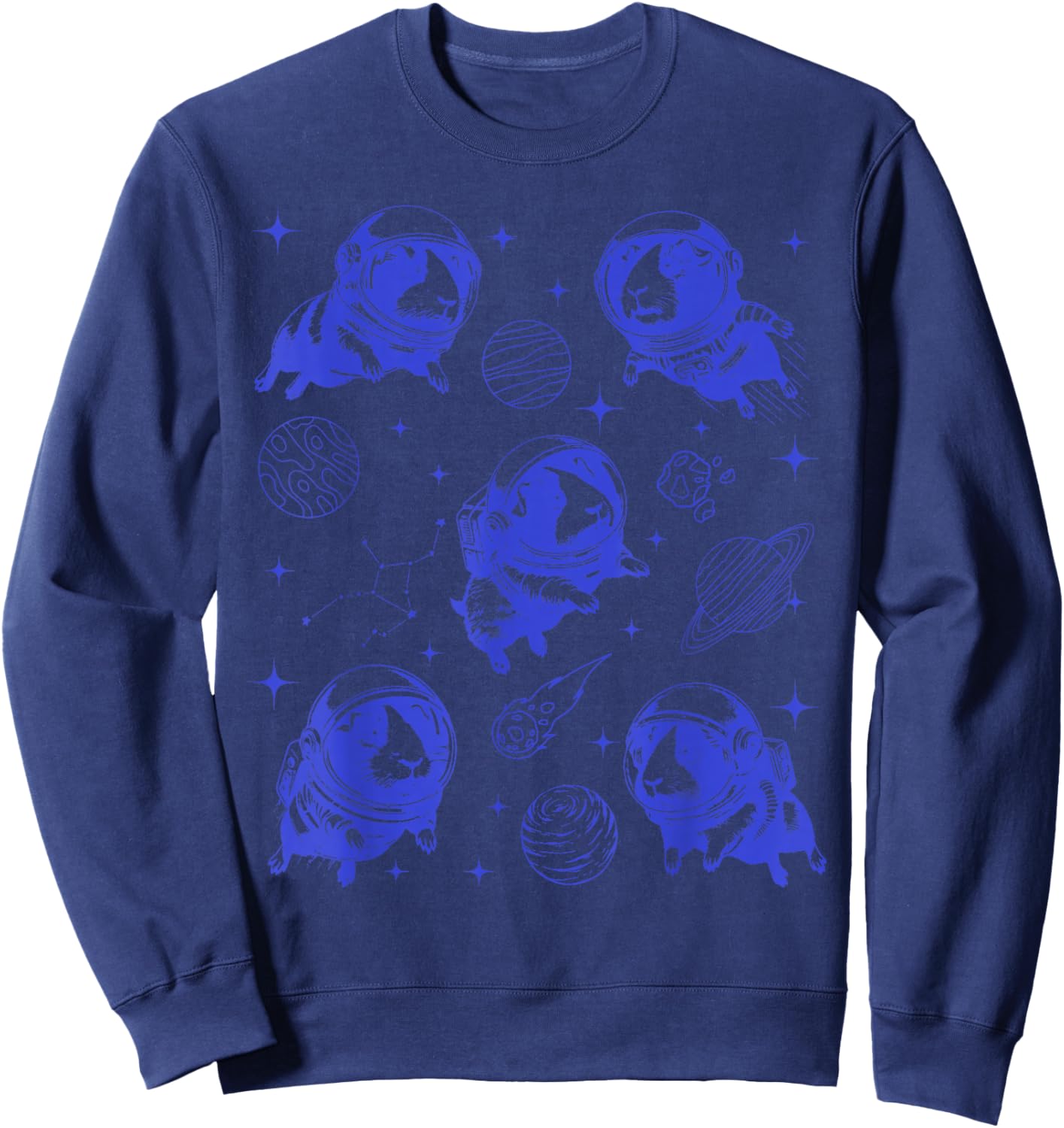 Vintage Guinea Pig Astronaut Space Planet Pet Animal Lover Sweatshirt - Sweatshirt | Navy