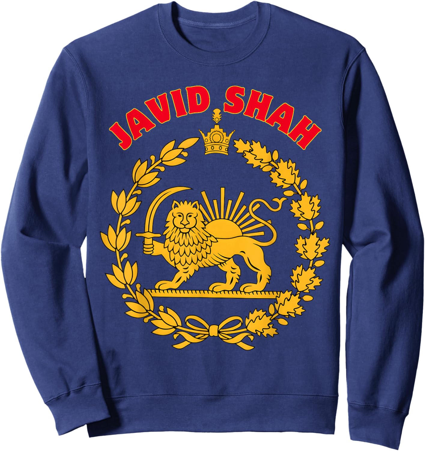 Retro Javid Shah Lion and Sun Iran Persian Flag Sweatshirt - Sweatshirt | Navy
