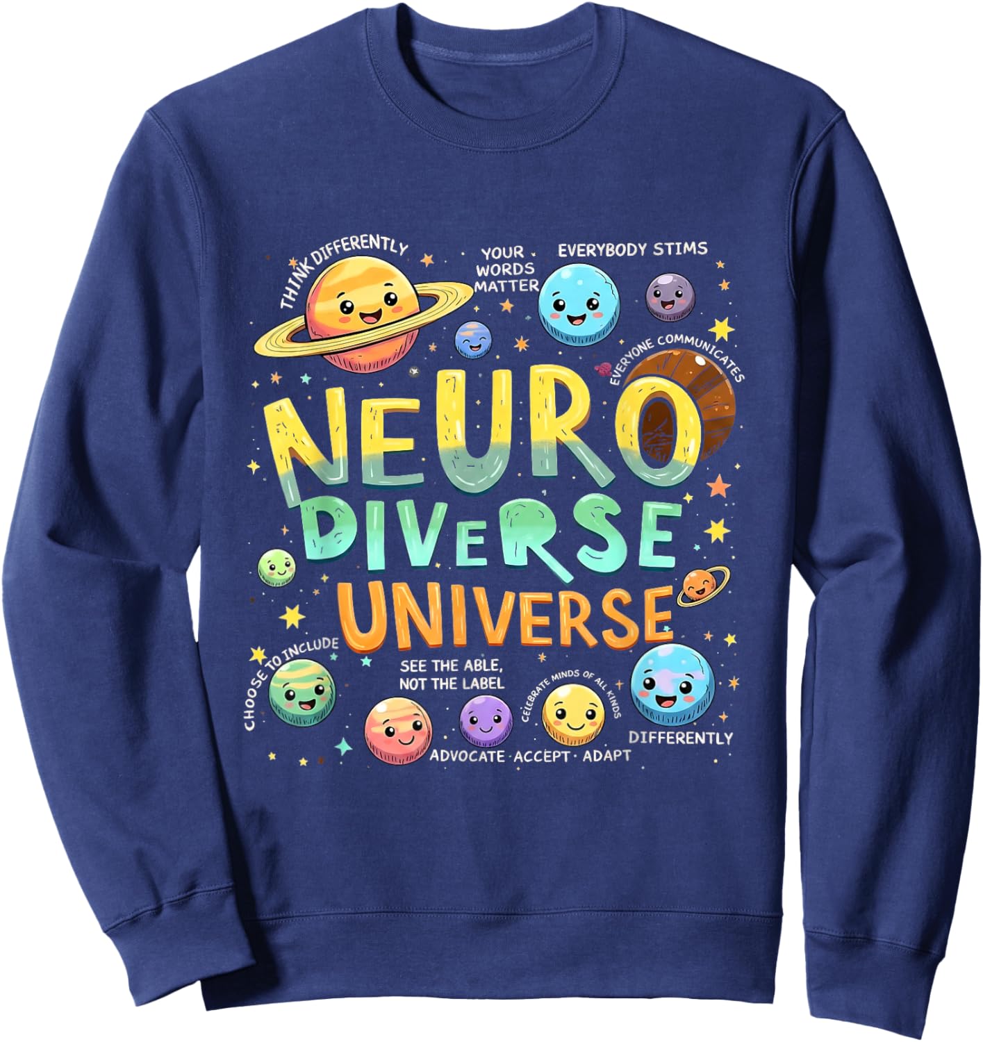 Neurodiverse Universe ABA Therapist Autism Awareness Sweatshirt - Sweatshirt | Navy