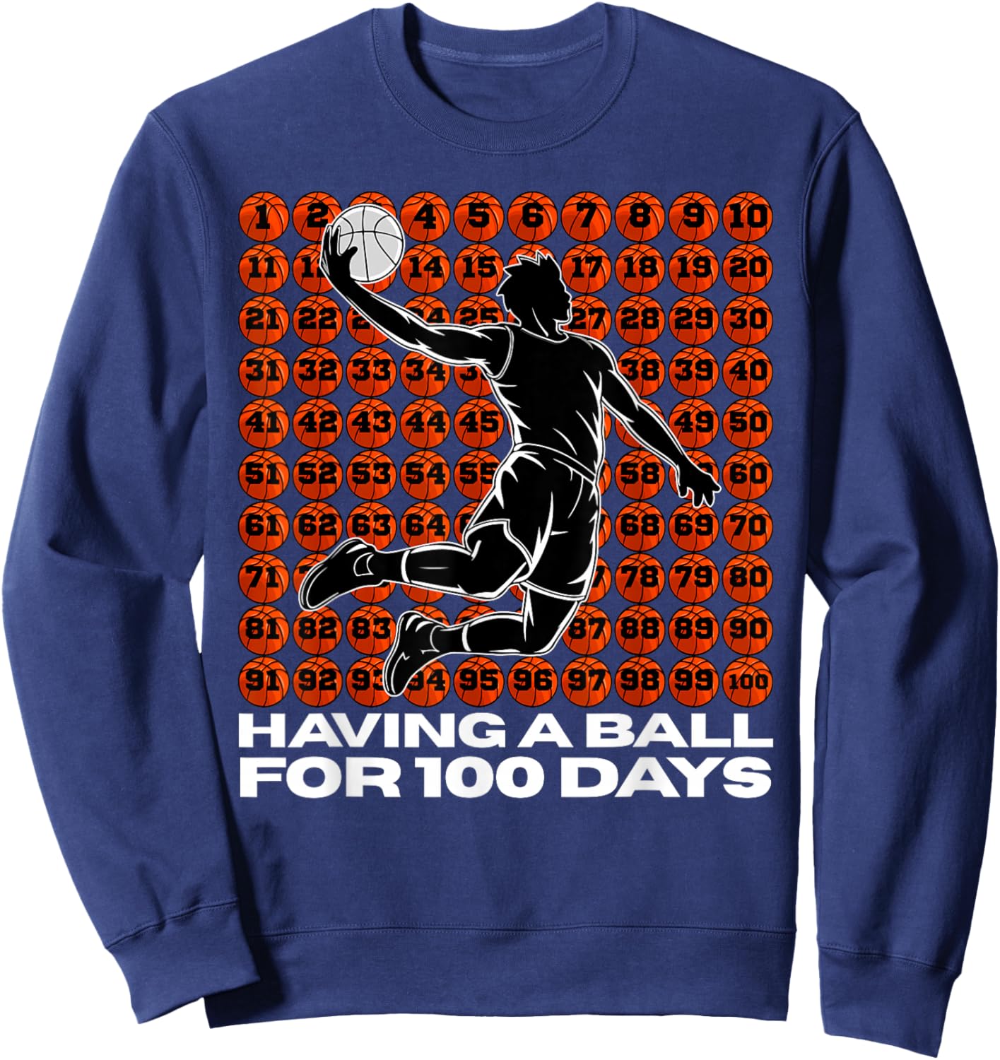 100 Days of School Retro Basketball Sport for Boys Teachers Sweatshirt - Sweatshirt | Navy