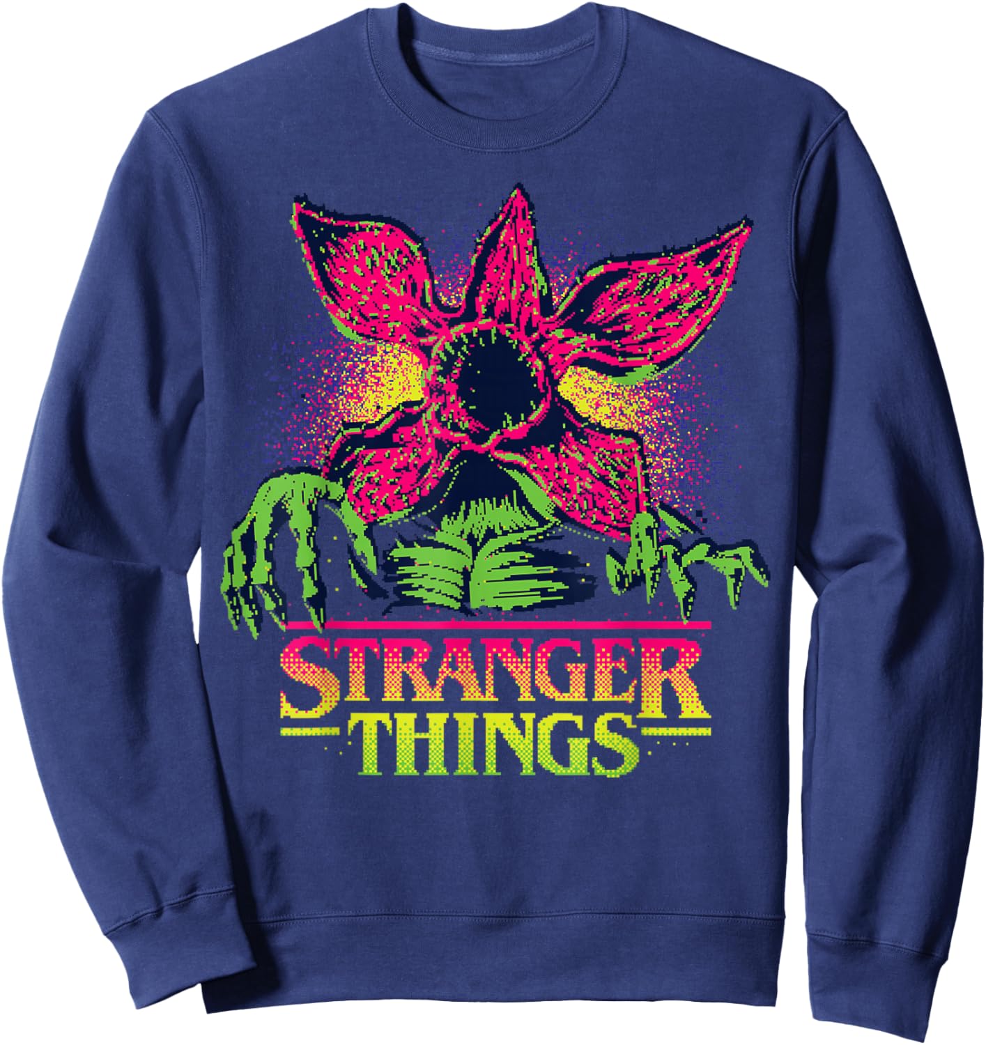 Stranger Things Season 5 Retro Video Game Demogorgon Sweatshirt - Sweatshirt | Navy
