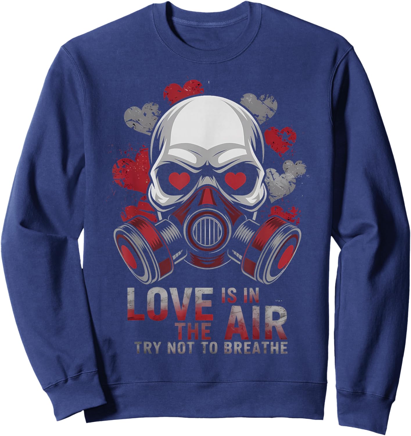 Valentine Skull Gas Mask Love Aesthetic Sweatshirt - Sweatshirt | Navy