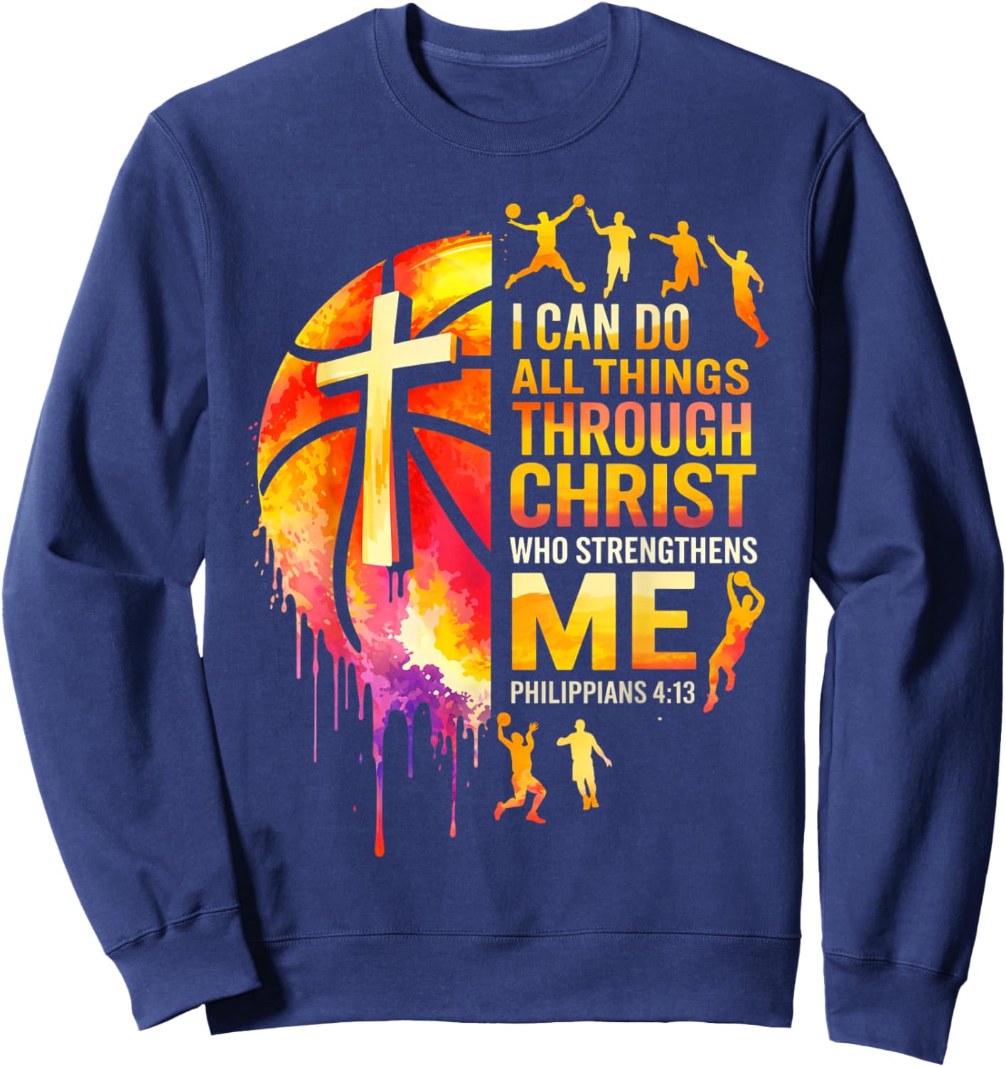 Christian Basketball Men Boys Player Team Religious Graphic Sweatshirt - Sweatshirt | Navy