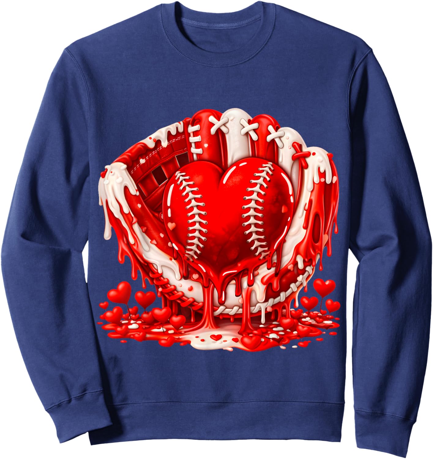 Ice Cream Drip Heart Valentines Day Baseball Boys Youth Kids Sweatshirt - Sweatshirt | Navy