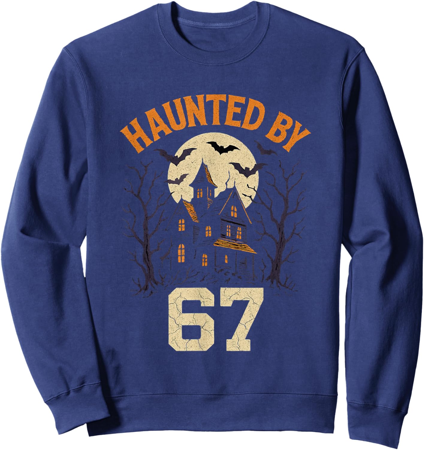 67 Meme Halloween Costume Haunted by 6-7 Brainrot Six Seven Sweatshirt - Sweatshirt | Navy