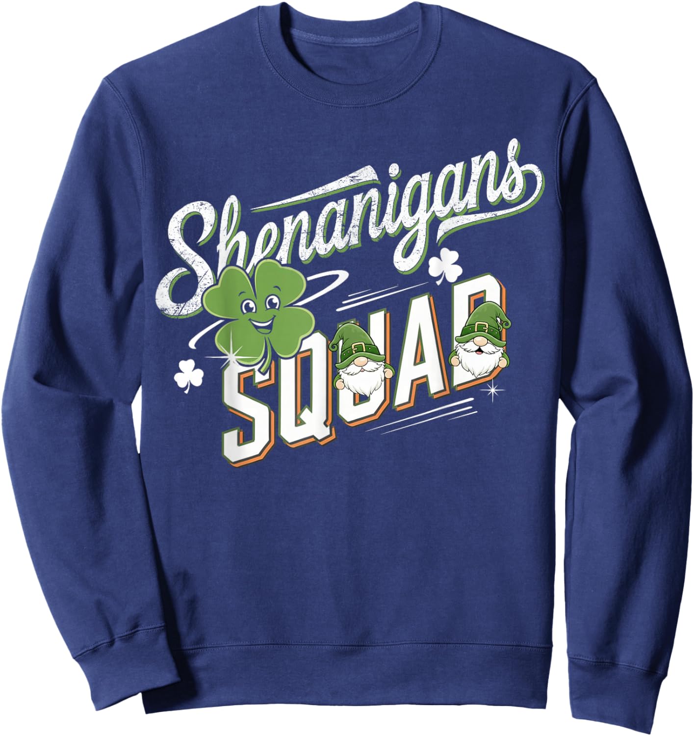 Shenanigans Squad Cute Gnome Irish Shamrock St Patrick’s Day Sweatshirt - Sweatshirt | Navy