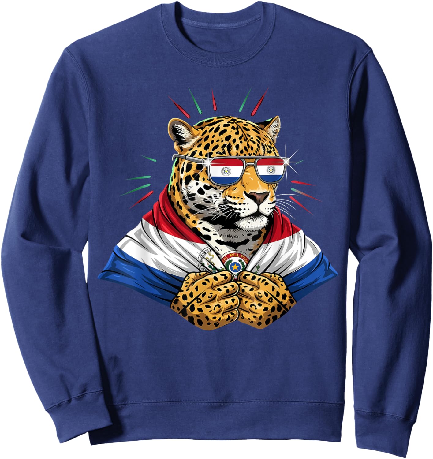 Paraguay Roots Leopard Paraguayan Flag Sweatshirt - Sweatshirt | Navy