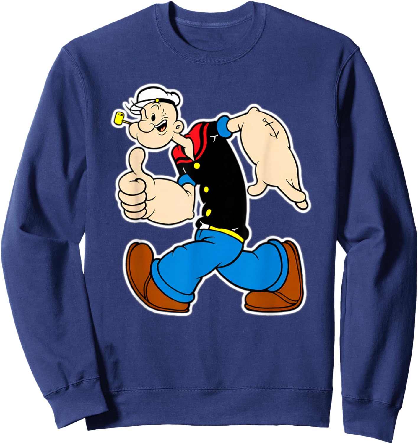 Vintage Pop Eye Cartoon Thumbs Up Sweatshirt - Sweatshirt | Navy