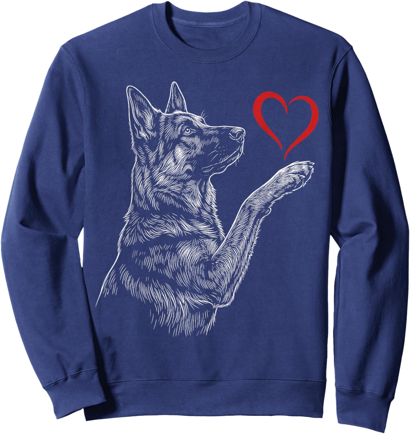 German Shepherd Lover Dog Art Holding Heart Valentines Sweatshirt - Sweatshirt | Navy