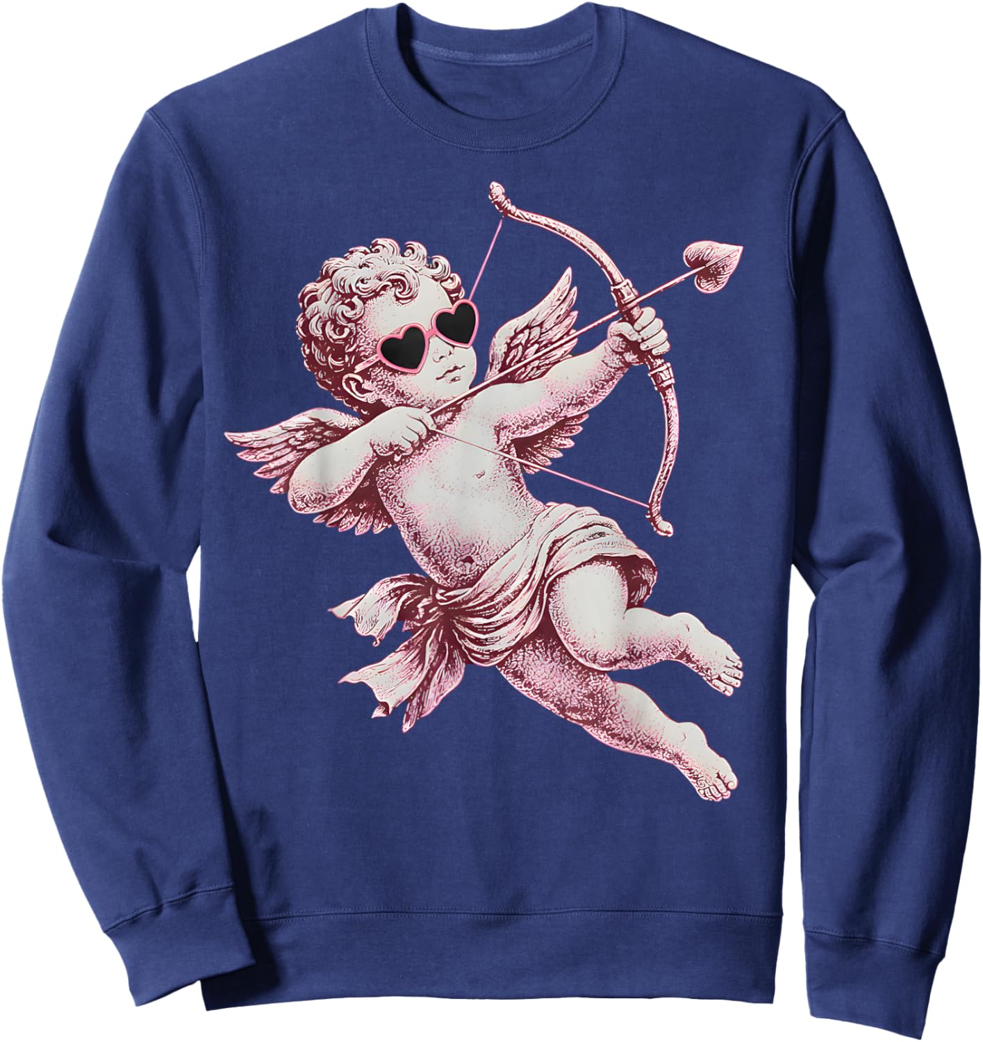 Cherub Angel Cupid Vintage Aesthetic Valentines Sweatshirt - Sweatshirt | Navy