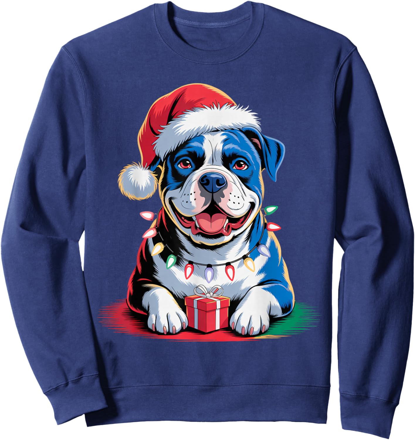 Merry Pitmas Funny Pitbull Dog Christmas Sweatshirt - Sweatshirt | Navy