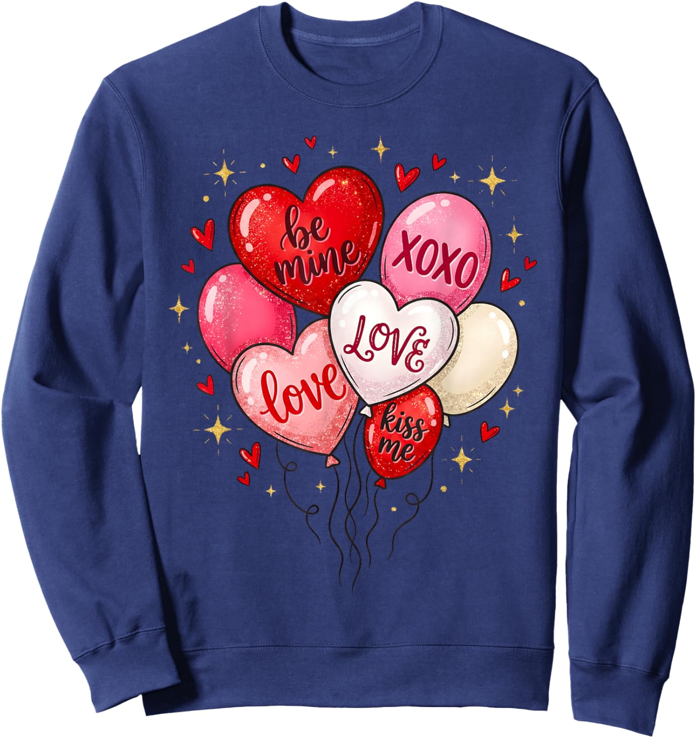 Valentine Balloon Heart Kiss Me XOXO Girl Women Kid Sweatshirt - Sweatshirt | Navy