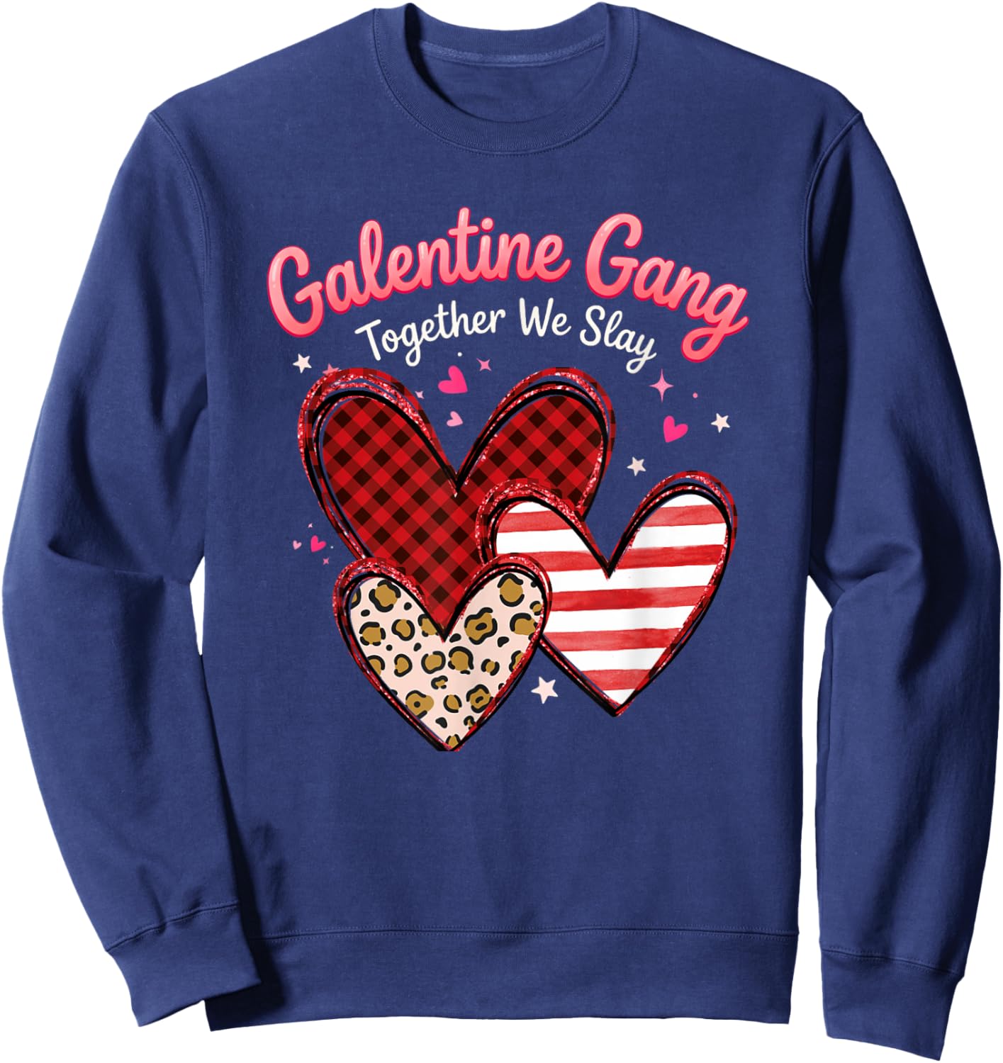 Valentines Day Galentines Gang Hearts Valentine Women Girls Sweatshirt - Sweatshirt | Navy