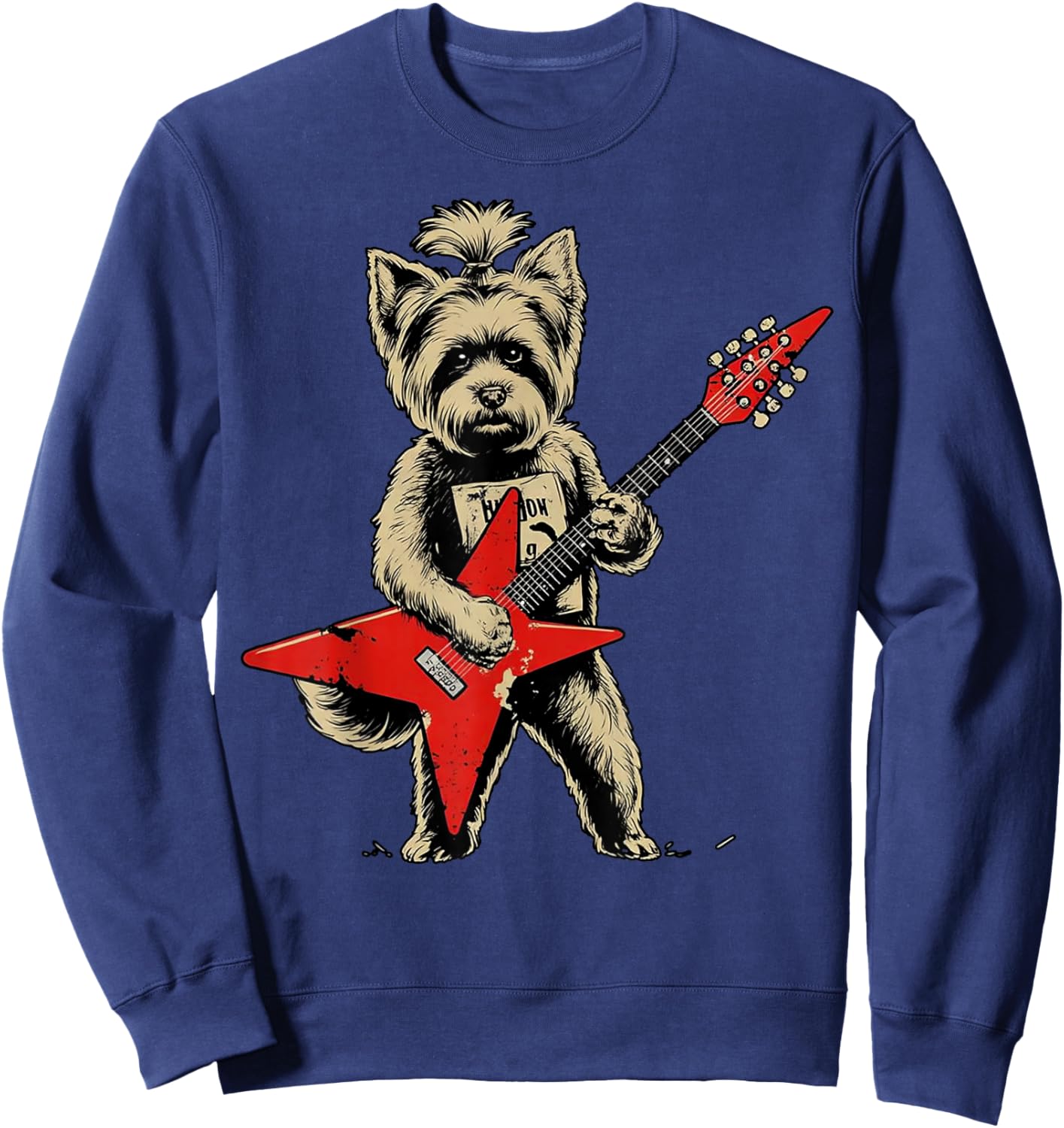 Terrier Rock Dog Dog Playing Guitar Vintage Music Art Sweatshirt - Sweatshirt | Navy