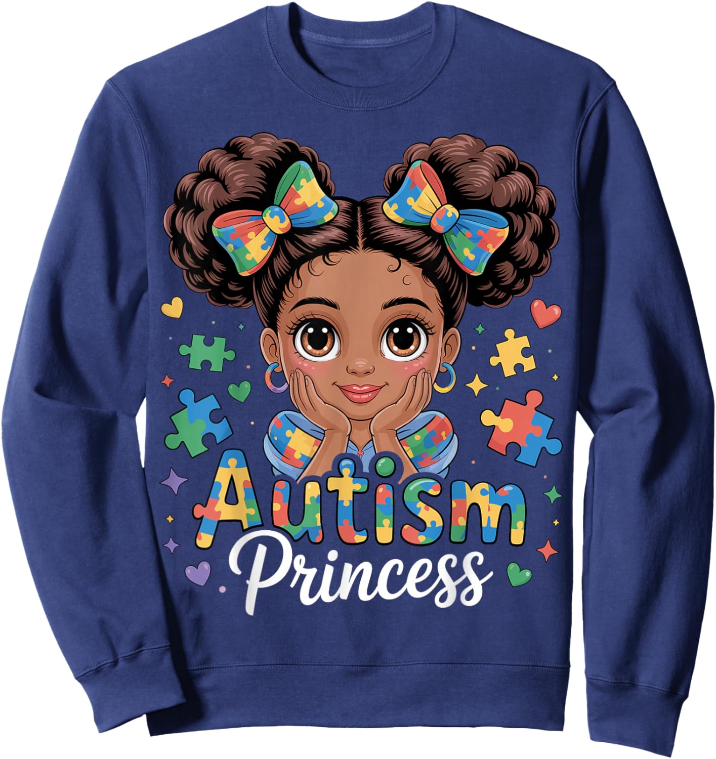 Autism Princess Coquette Bow Daughter Autism Awareness Girls Sweatshirt - Sweatshirt | Navy