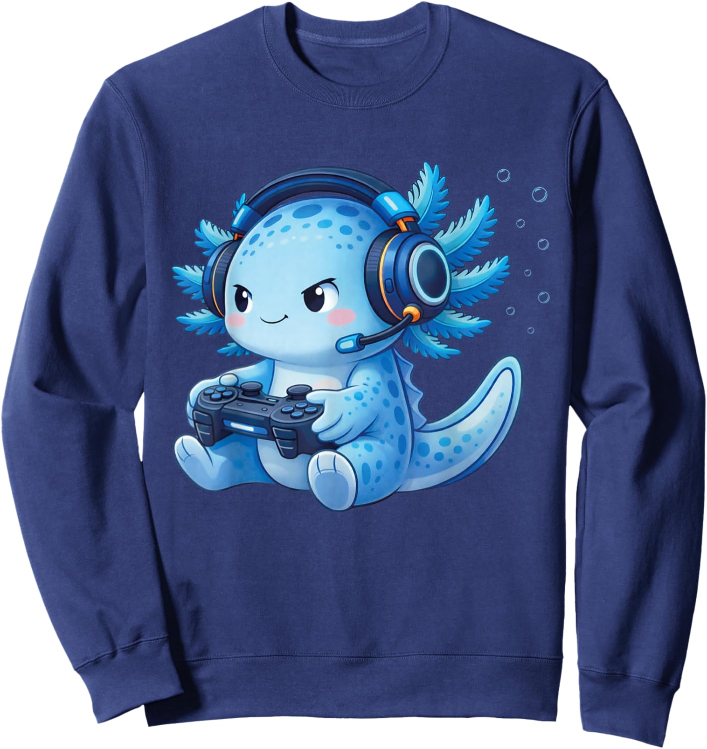 Cute Axolotl Video Games Anime Funny Gaming Gamer Boys Kids Sweatshirt - Sweatshirt | Navy