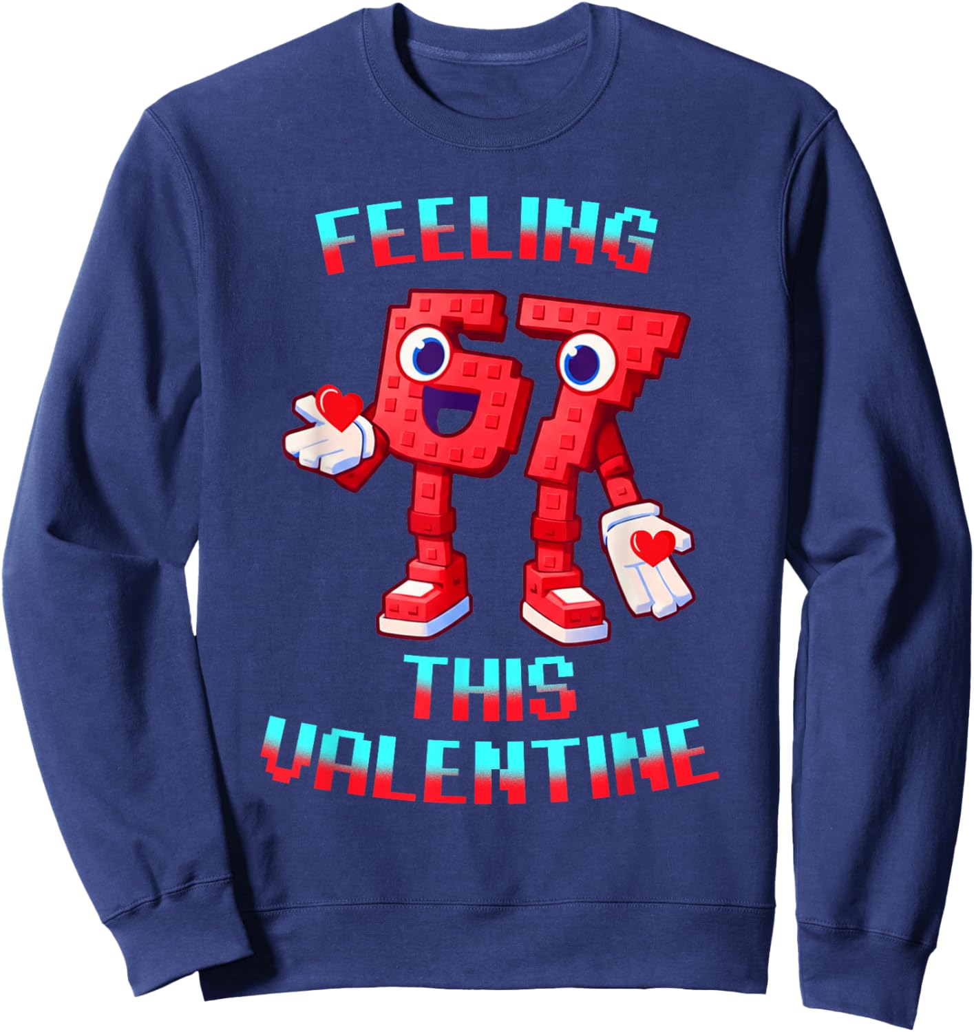 Funny 67 Italian Brainrot Heart Valentines Day Kids Teens Sweatshirt - Sweatshirt | Navy