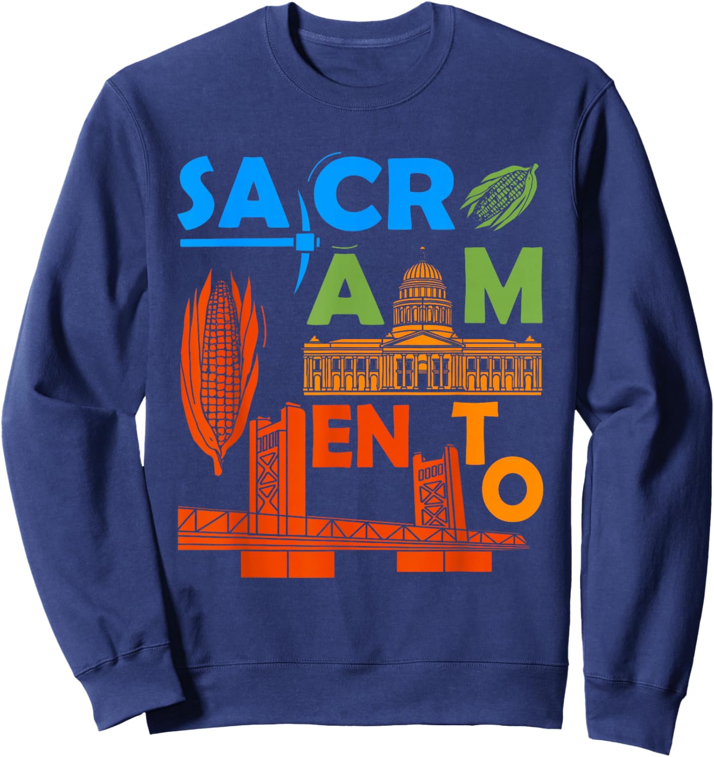 Sacramento California Souvenir Men Sequoia Tree Sacramento Sweatshirt - Sweatshirt | Navy