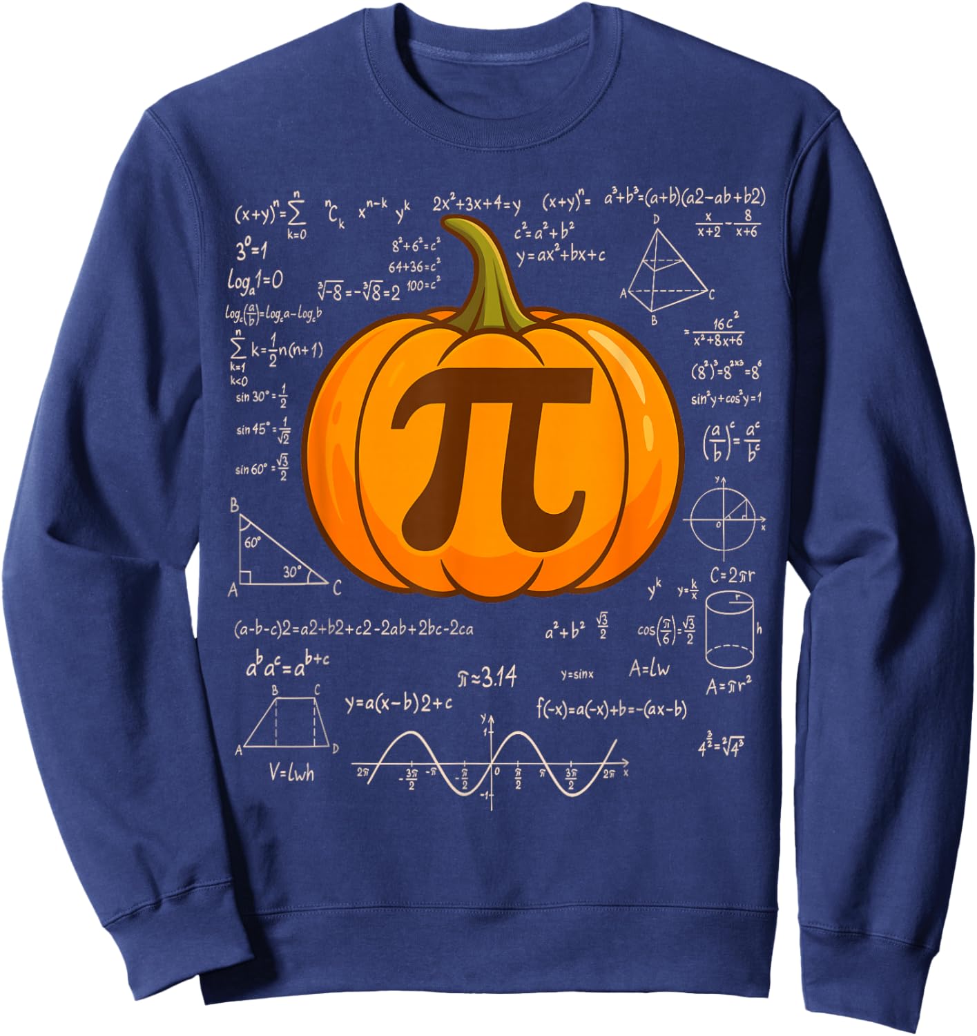 Pi Day Pumpkin Pie Math Shirt Funny Halloween Thanksgiving Sweatshirt - Sweatshirt | Navy