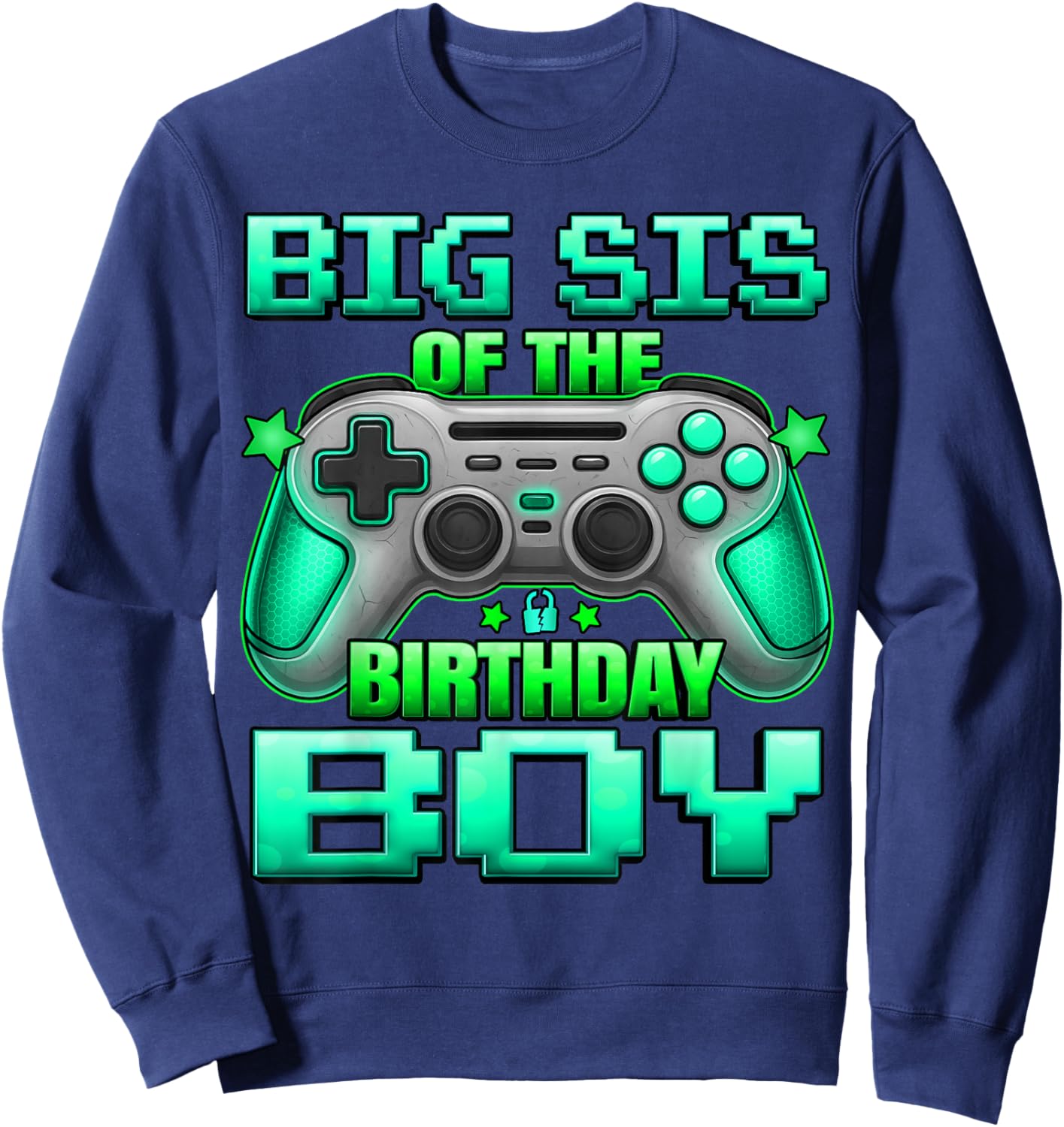 Big Sis of The Birthday Boy Matching Family Sister Sweatshirt - Sweatshirt | Navy