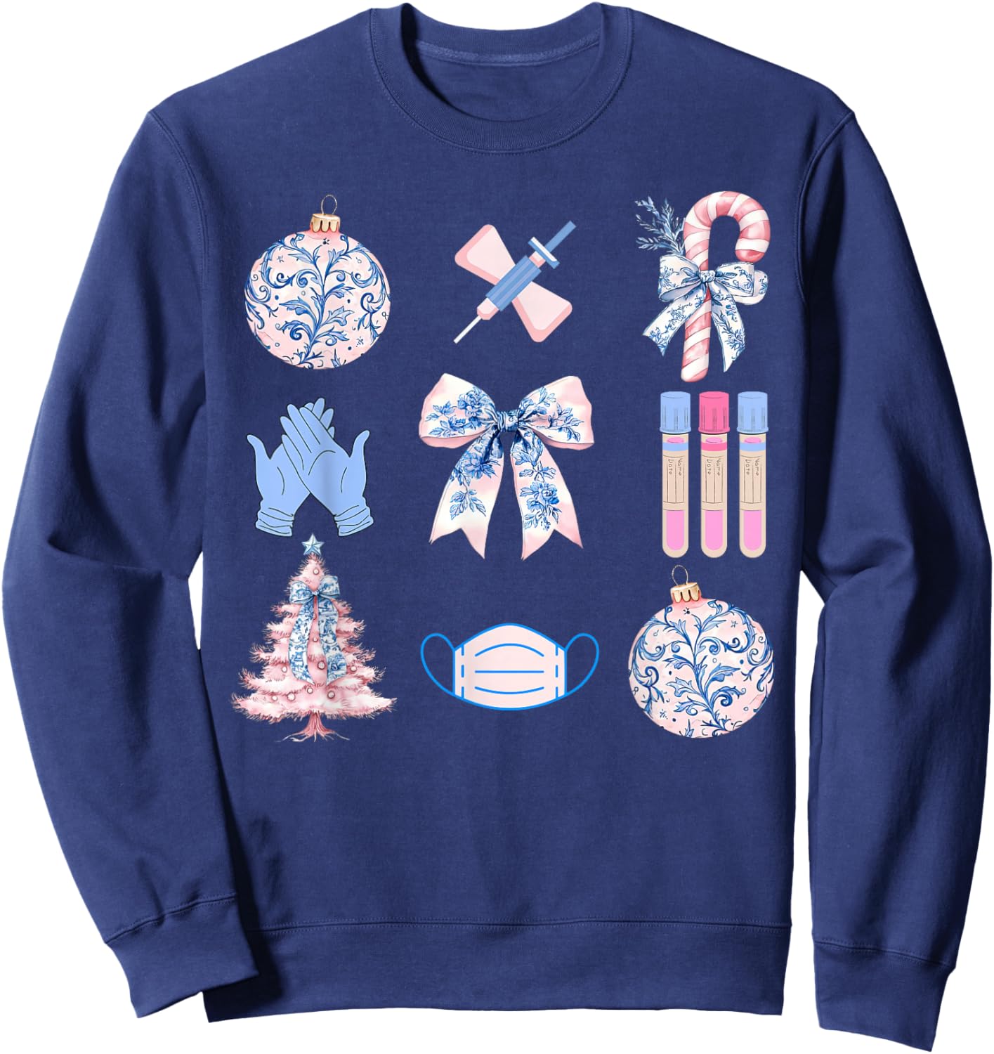 Christmas Phlebotomy Coquette Bow Phlebotomist Phleb Tech Sweatshirt - Sweatshirt | Navy