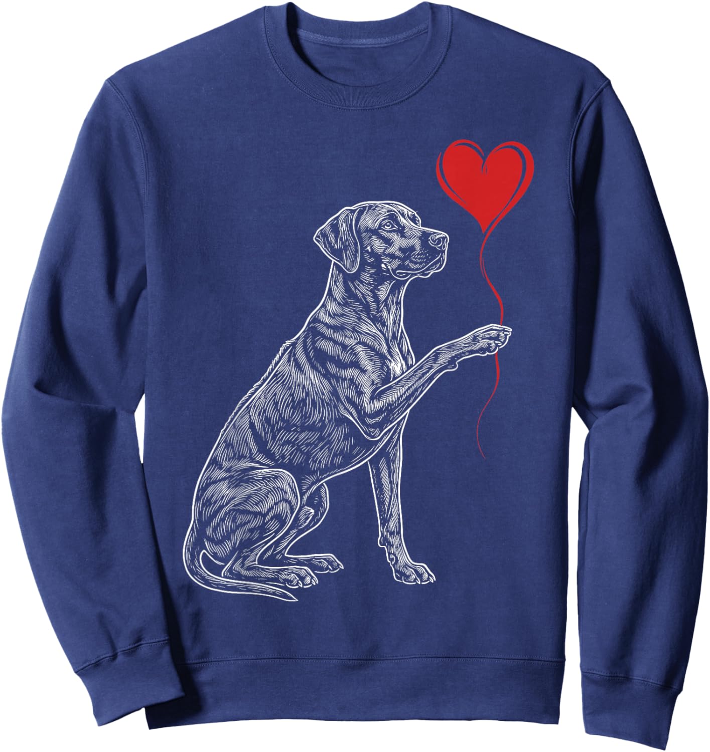 Rhodesian Ridgeback Lover Dog Art Holding Heart Valentines Sweatshirt - Sweatshirt | Navy