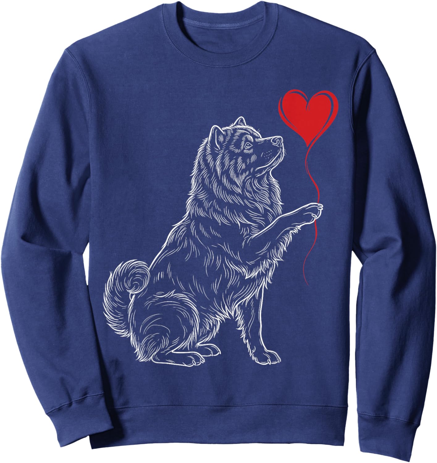 Chow Chow Lover Dog Art Holding Heart Valentines Sweatshirt - Sweatshirt | Navy