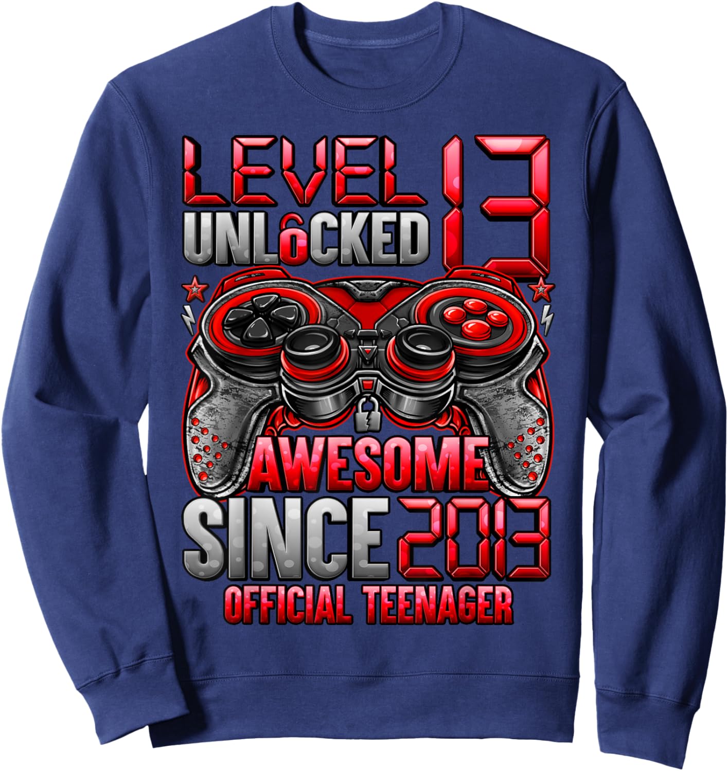Official Teenager Level 13 Unlocked Boys 13th Birthday Boy Sweatshirt - Sweatshirt | Navy