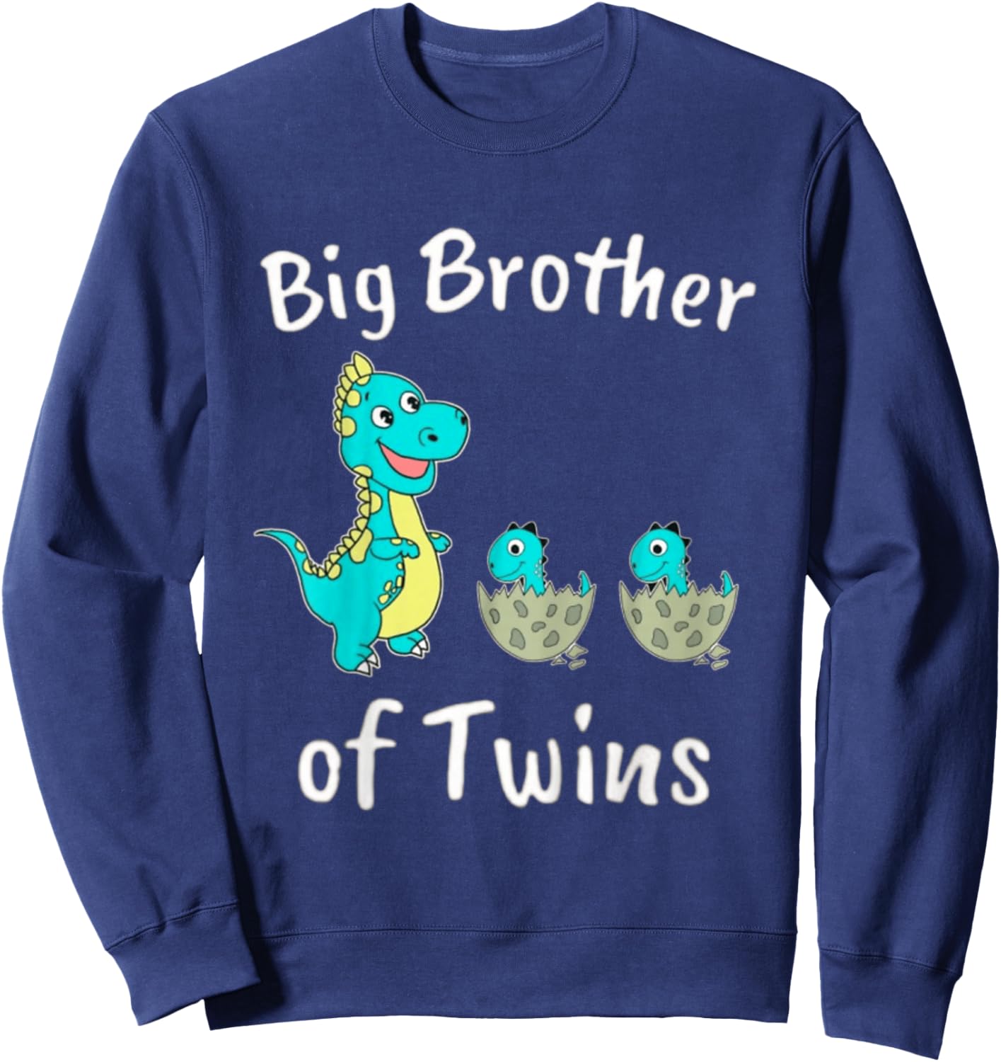 Kids I'm Going to Be A Big Brother of Twins Dino Sweatshirt - Sweatshirt | Navy