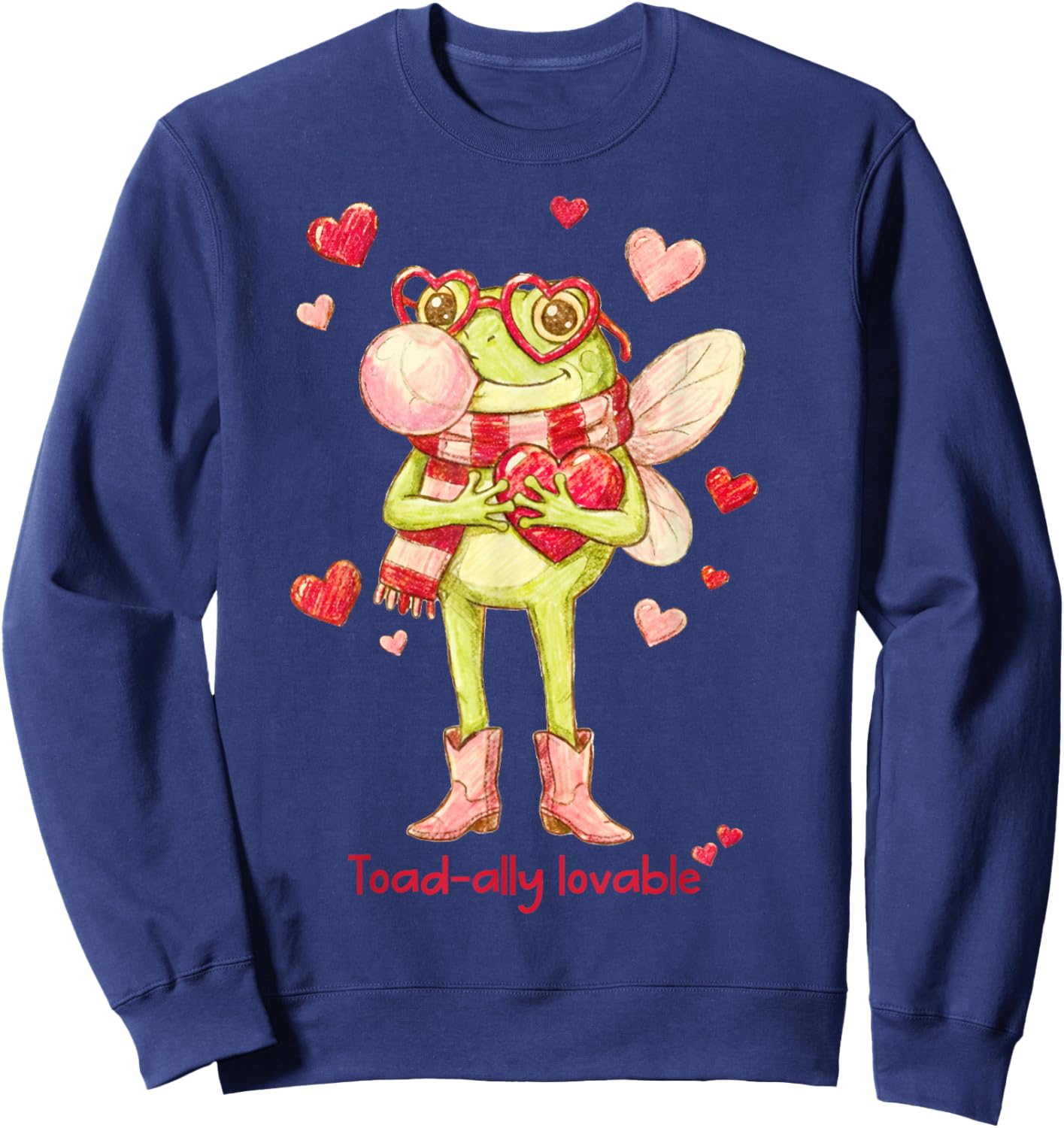 Valentines Frog Toad Toad-Ally Lovable Frog Lovers Sweatshirt - Sweatshirt | Navy