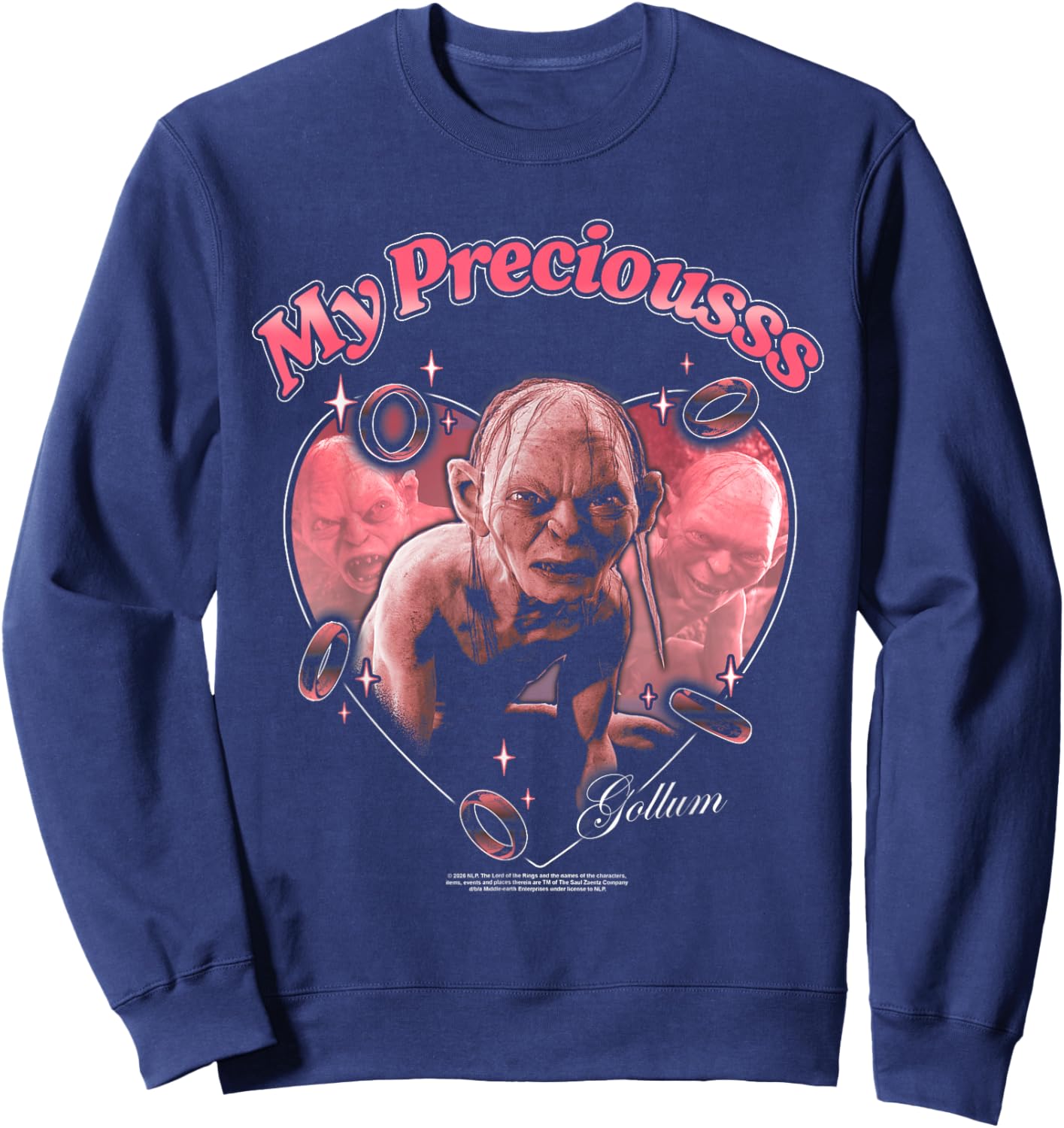 LOTR Gollum My Precious Hearts Valentine's Day Fantasy Movie Sweatshirt - Sweatshirt | Navy